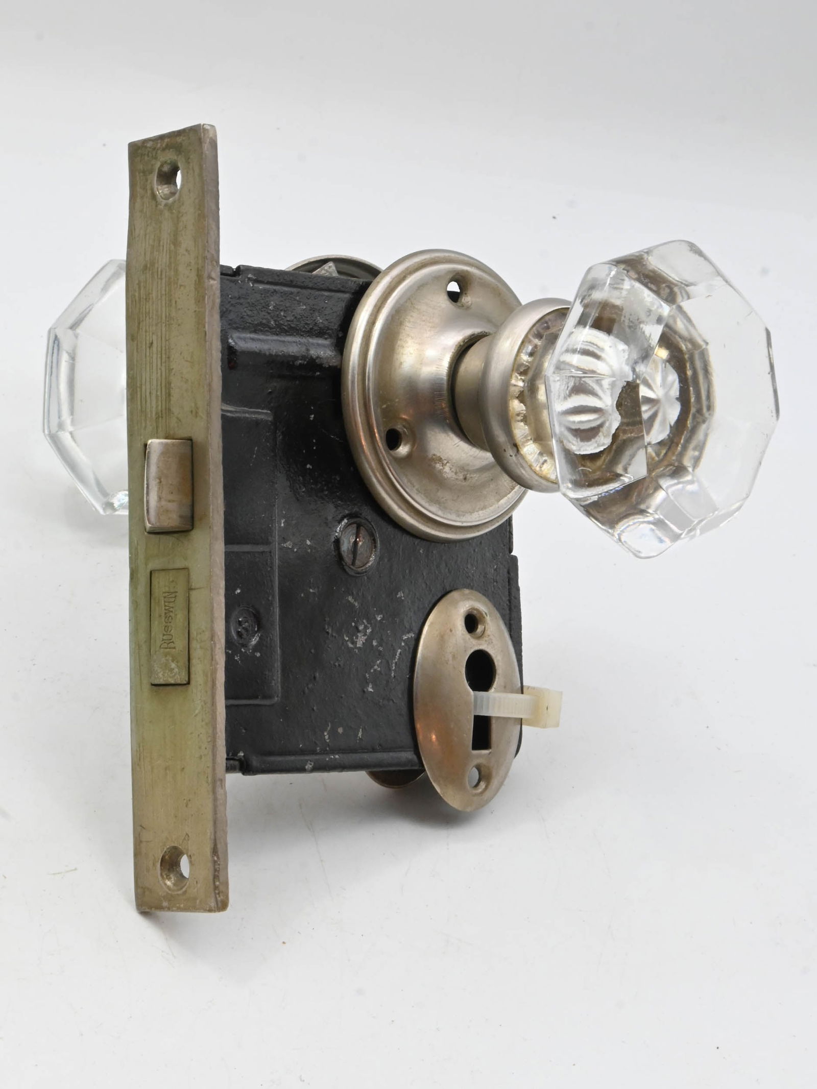 Passage lock set with crystal knobs and nickel hardware (1 of 4)