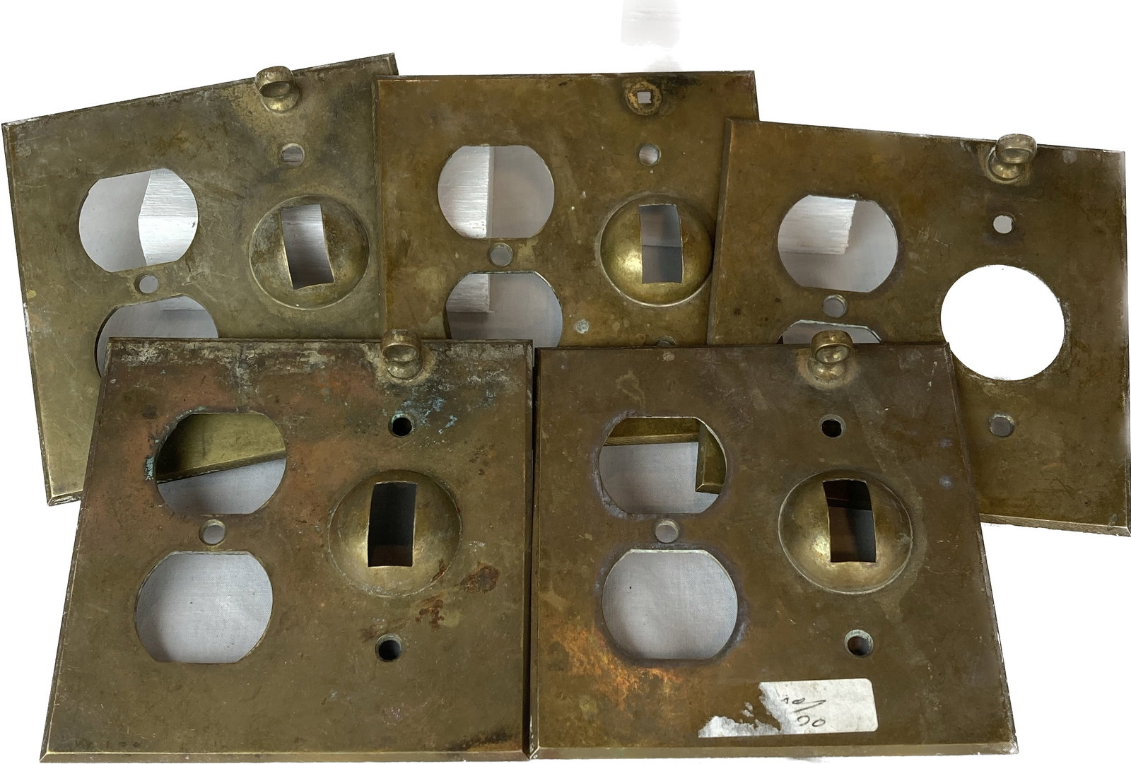 Set of 5 matching solid antique brass outlet/toggle switch plates (1 of 1)