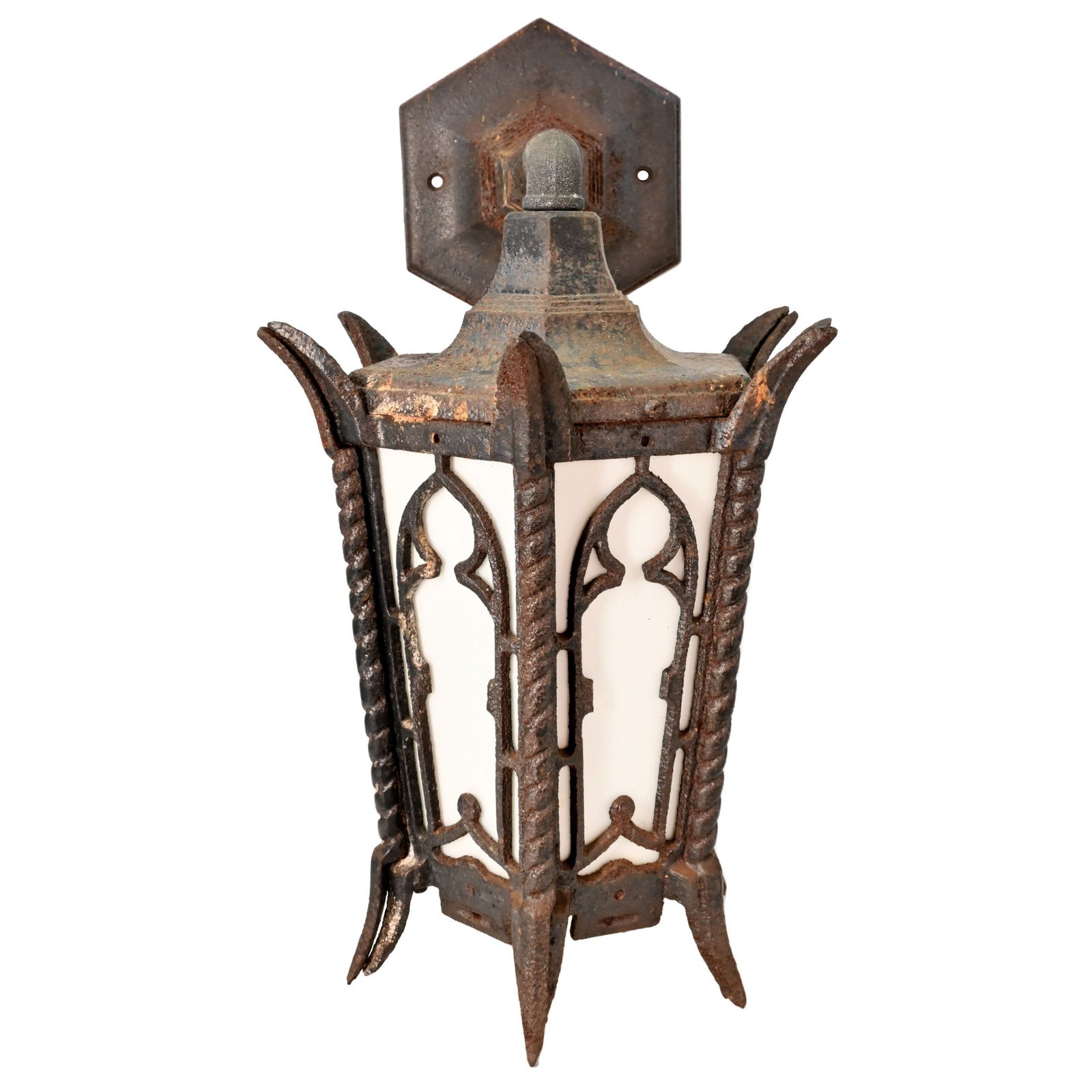 Six sided gothic iron lantern sconce (1 of 10)