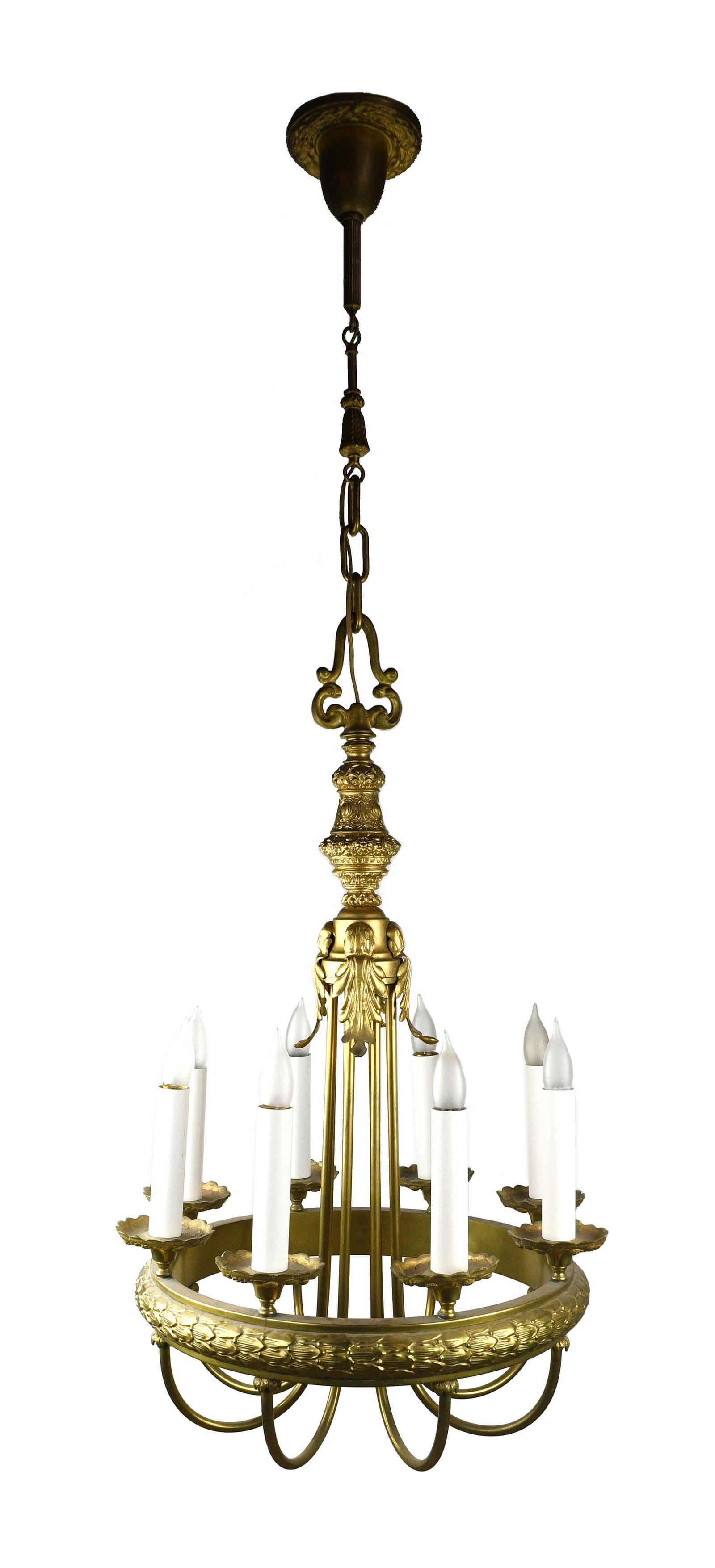 Eight candle elegant brass masonic chandelier (1 of 5)