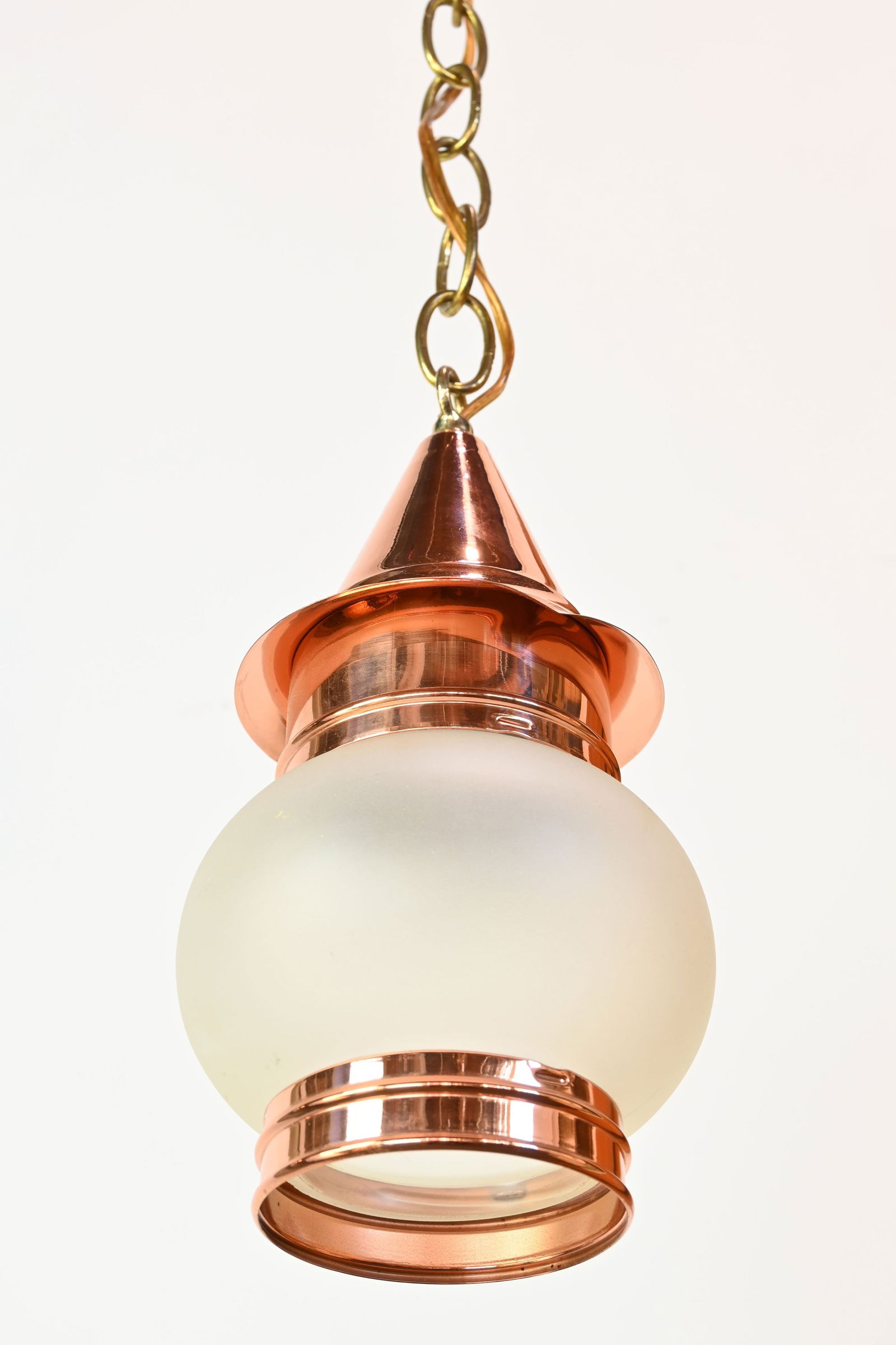 Pair of copper and brass cottage pendants (1 of 3)