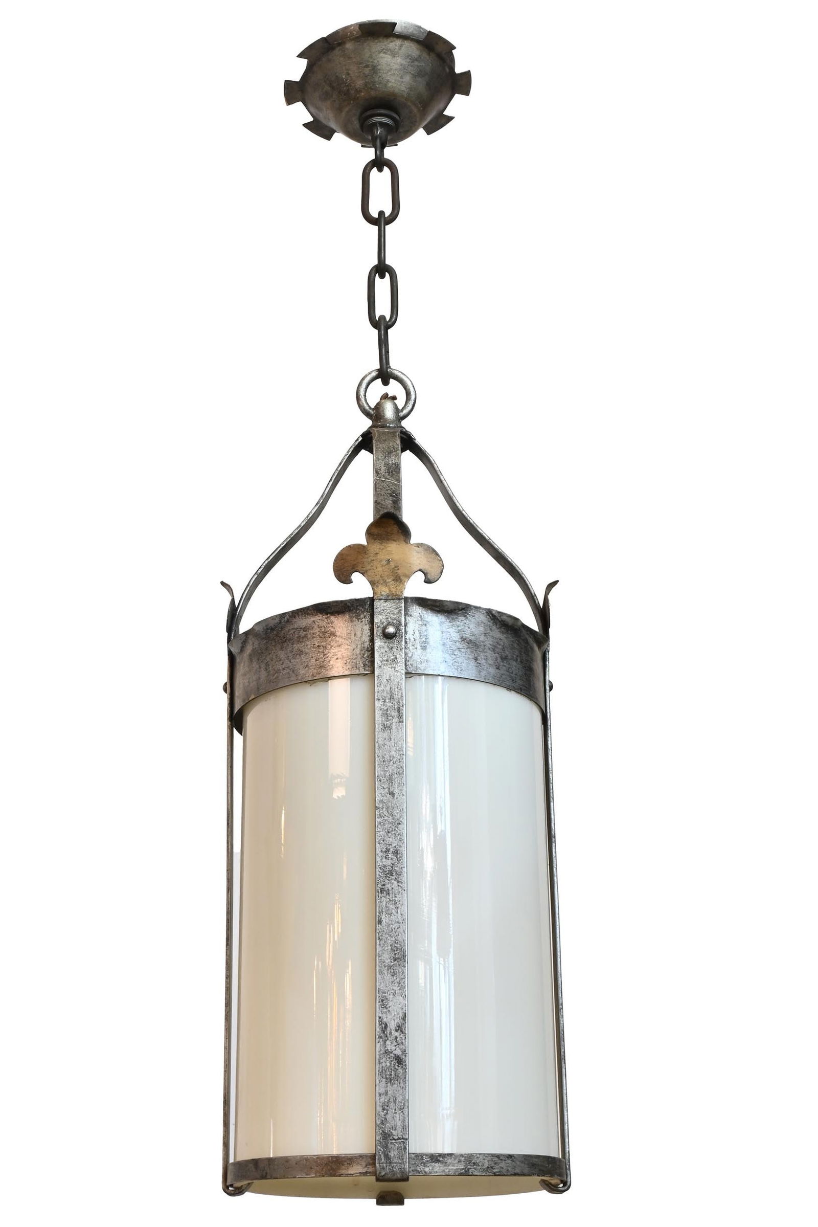 Pair of gothic pendants with fleur de lis & milk glass (1 of 4)