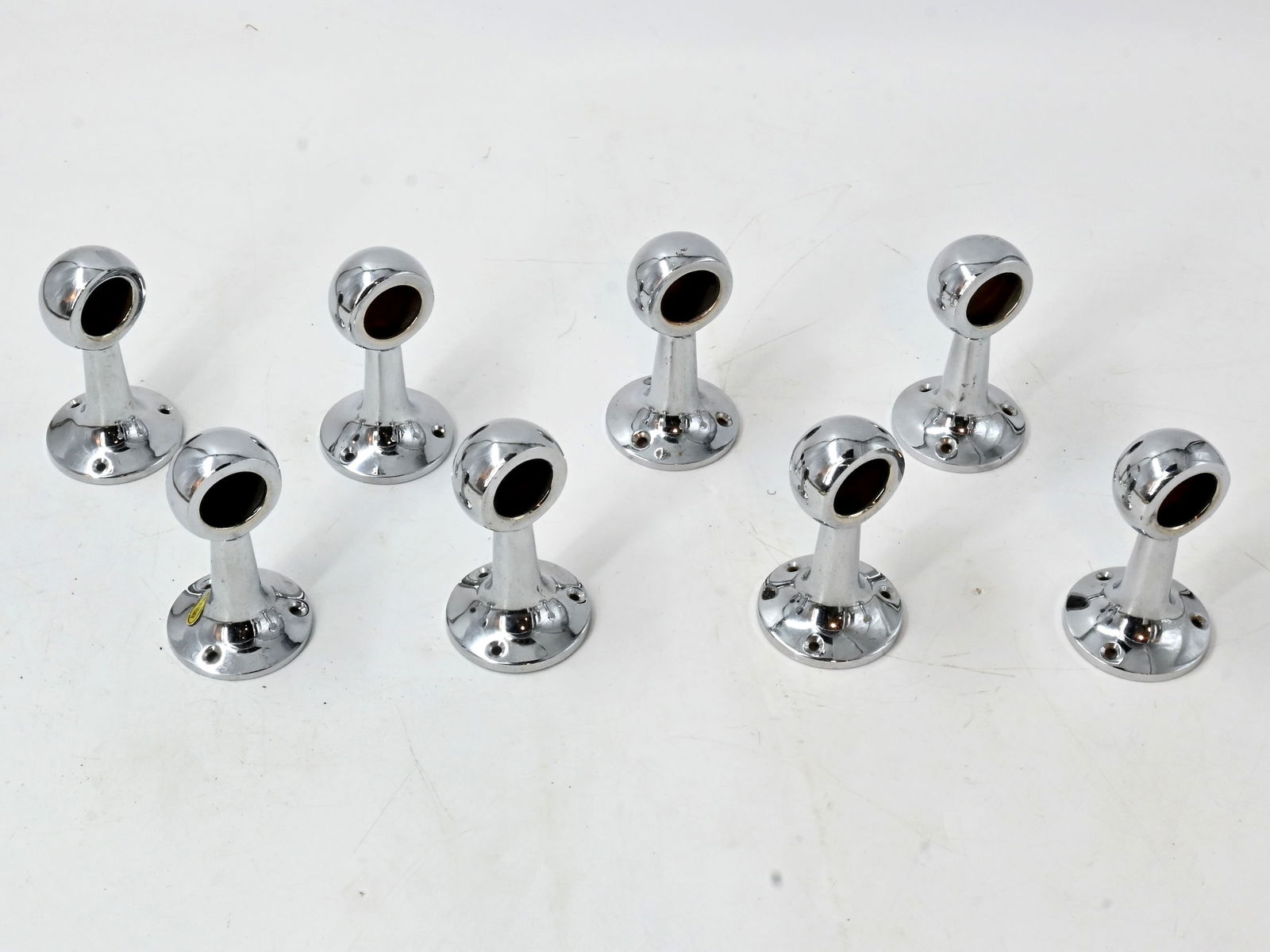 Set of four pairs of nickel over brass towel bar holder ends only (1 of 2)