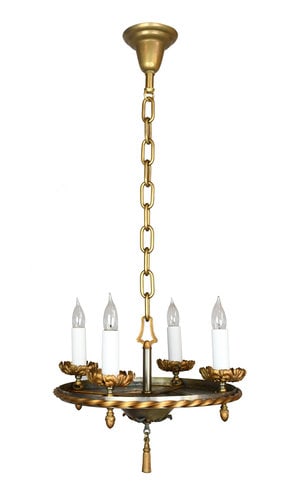 Four-candle two tone brass Gothic chandelier (1 of 2)