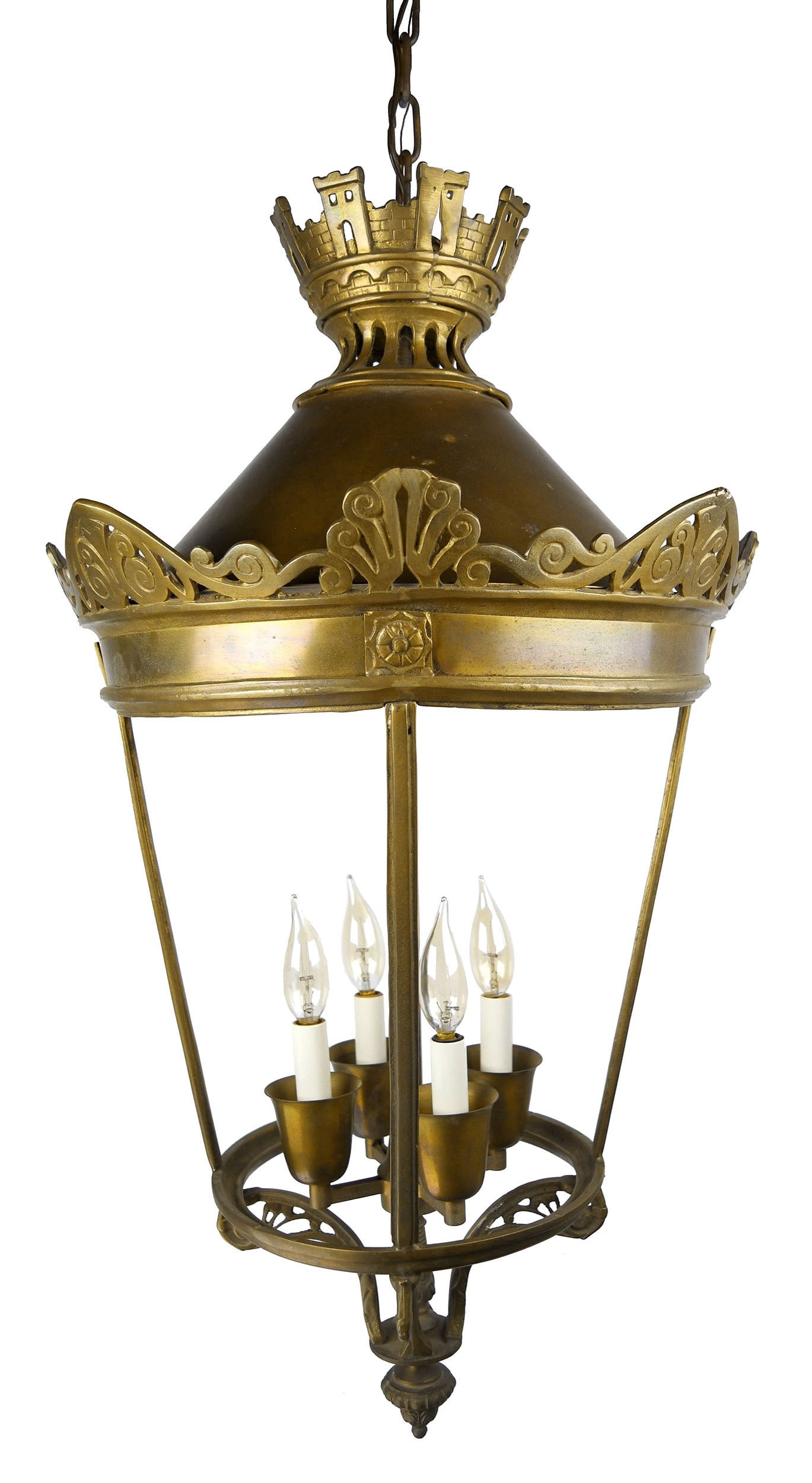 Large brass four candle foyer lantern pendant (1 of 2)