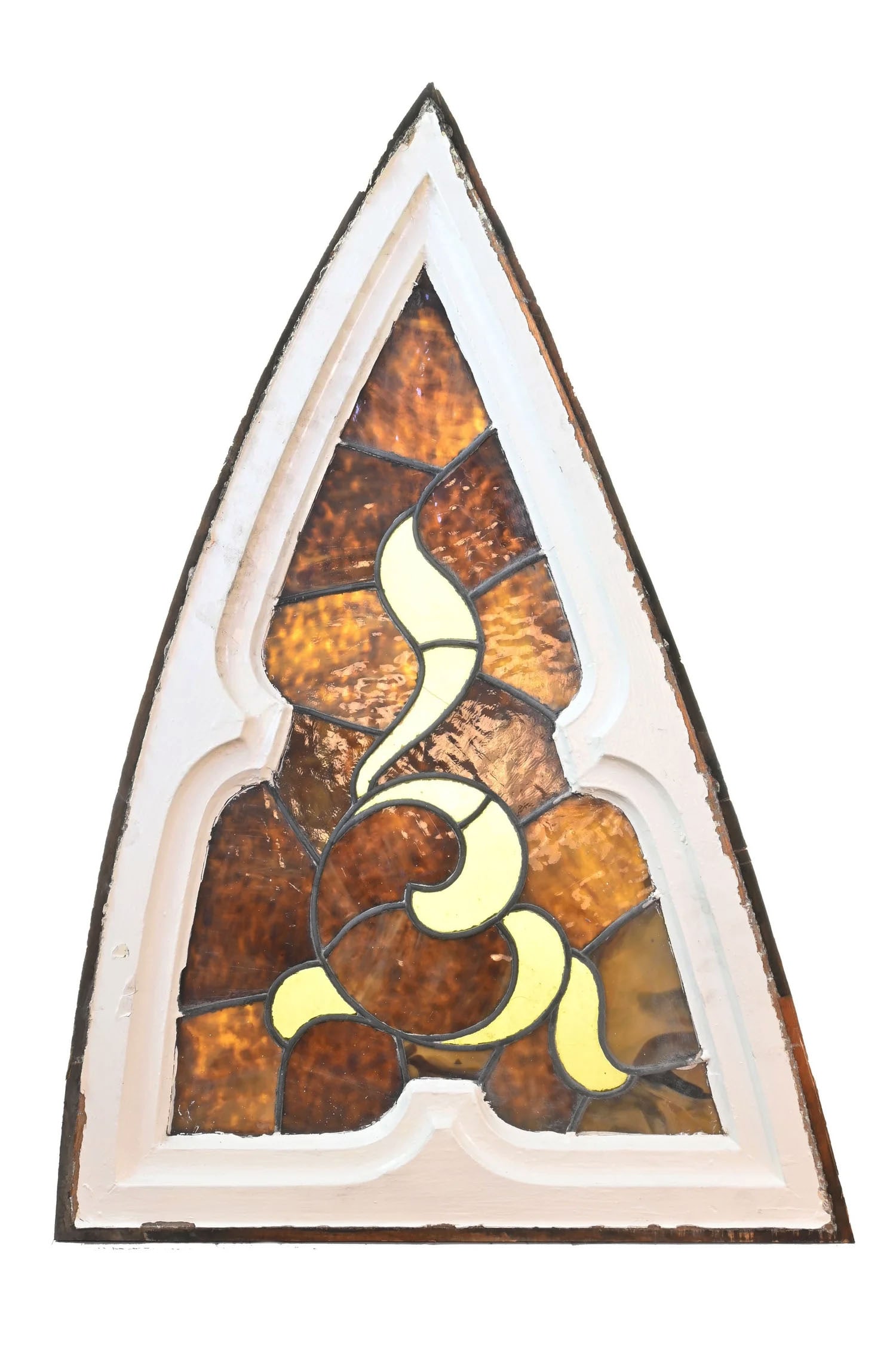 Swirl triangular stained slag glass church window (1 of 2)
