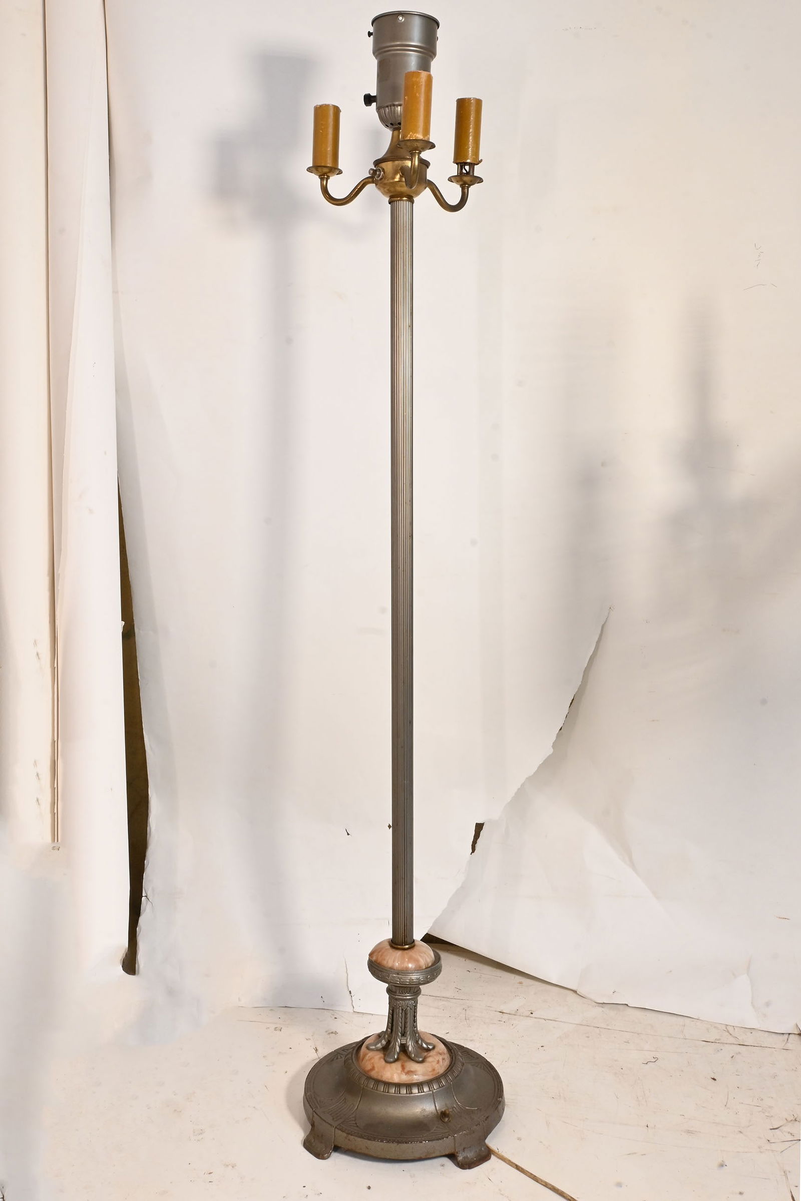 Six-way floor lamp with pink faux marble celluloid pieces (1 of 2)