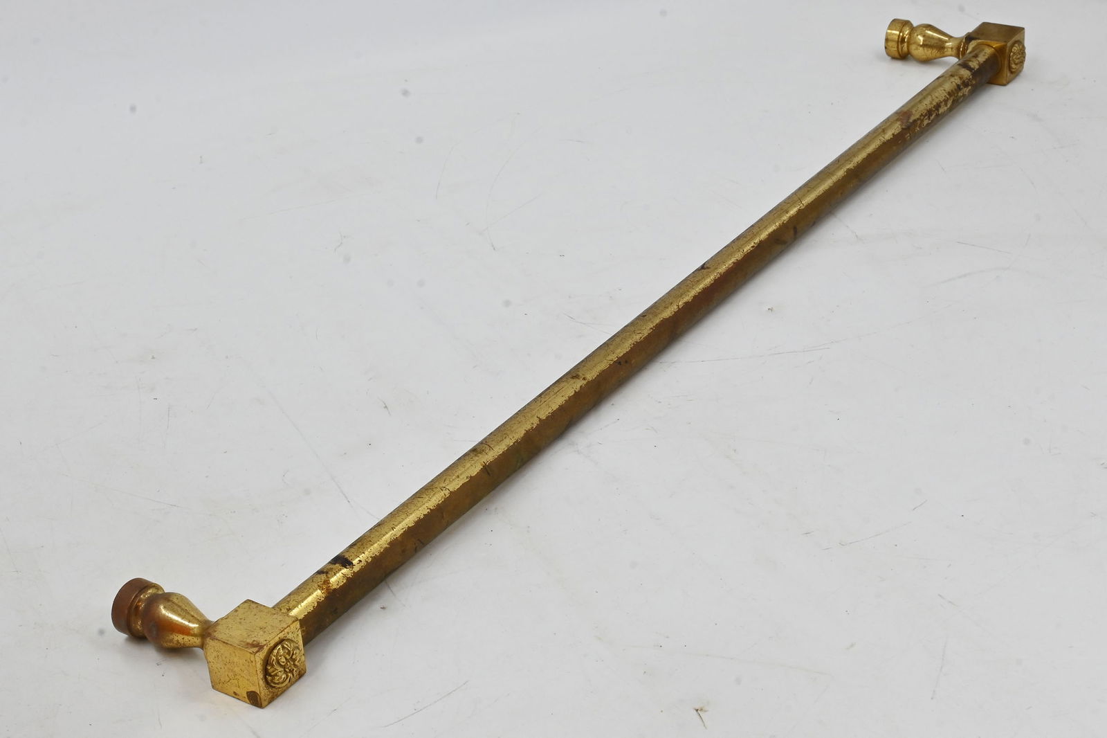 Brass towel bar/handle with rosette ends (1 of 2)