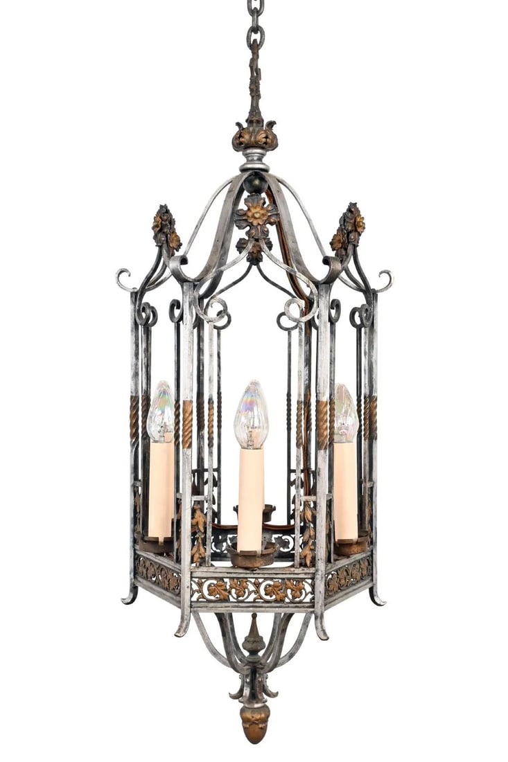 Bronze and iron six candle nine light entry pendant (1 of 2)