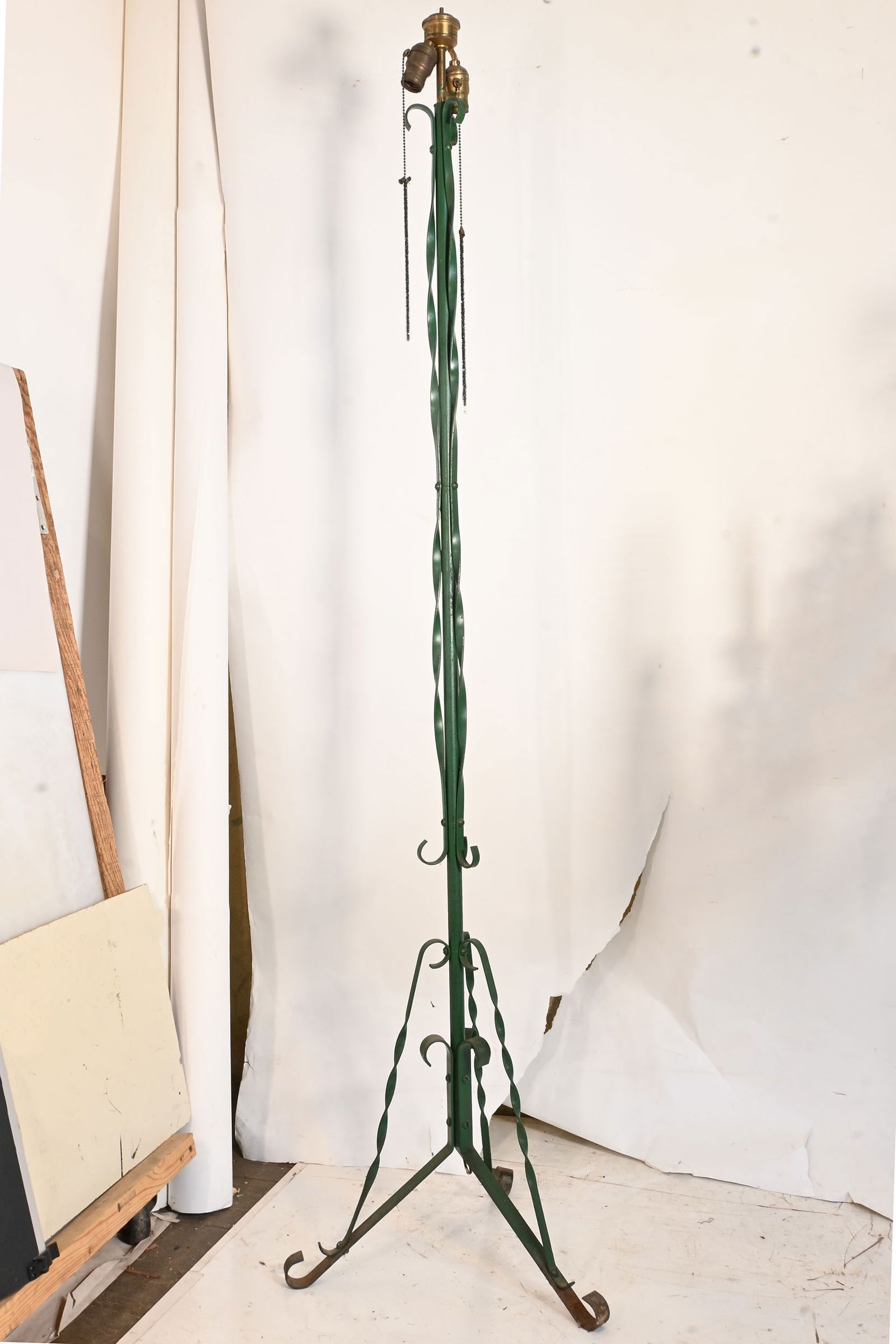 Green wrought iron tall floor lamp (1 of 2)