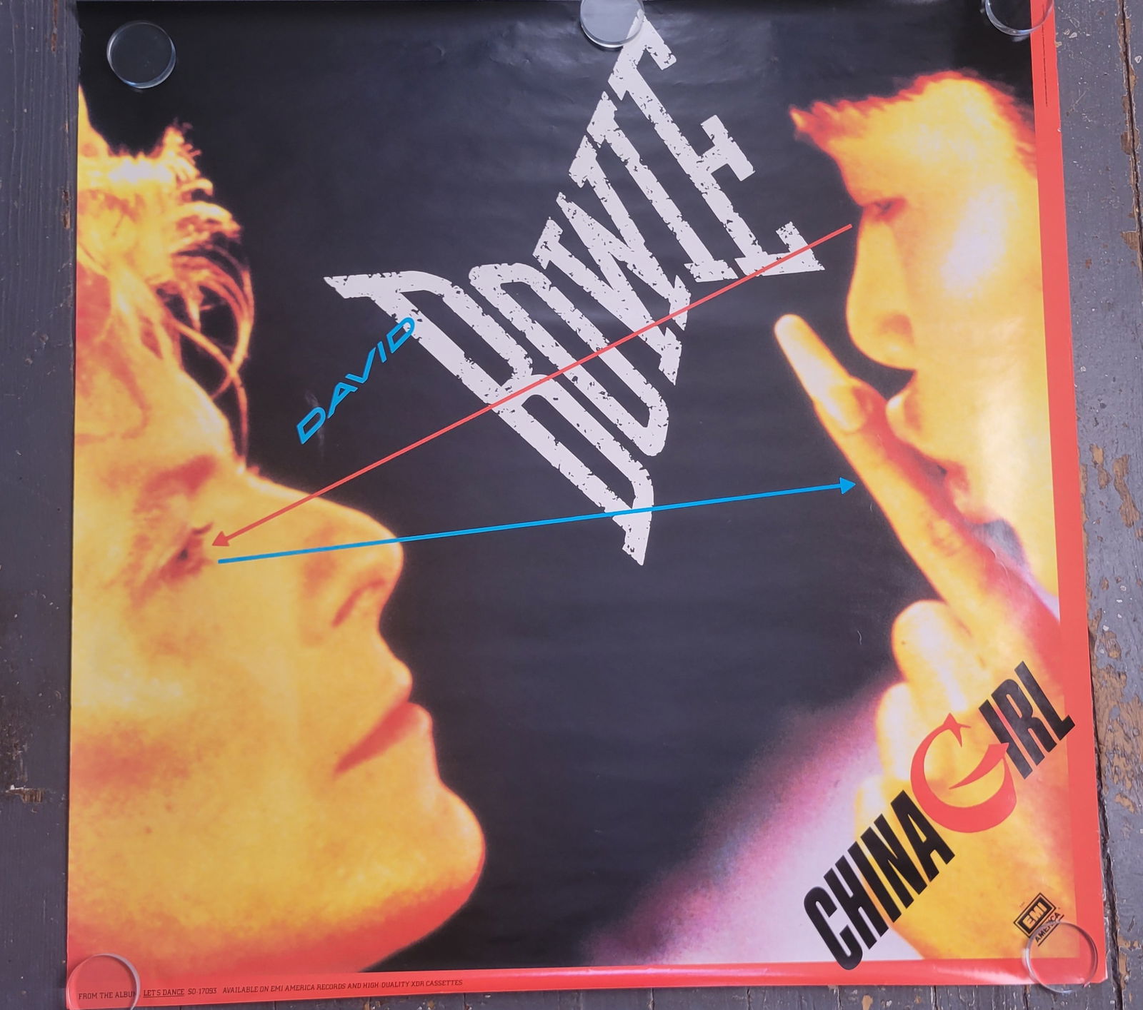 David Bowie China Girl Promo Poster Offset Litho 1983 (1 of 2)