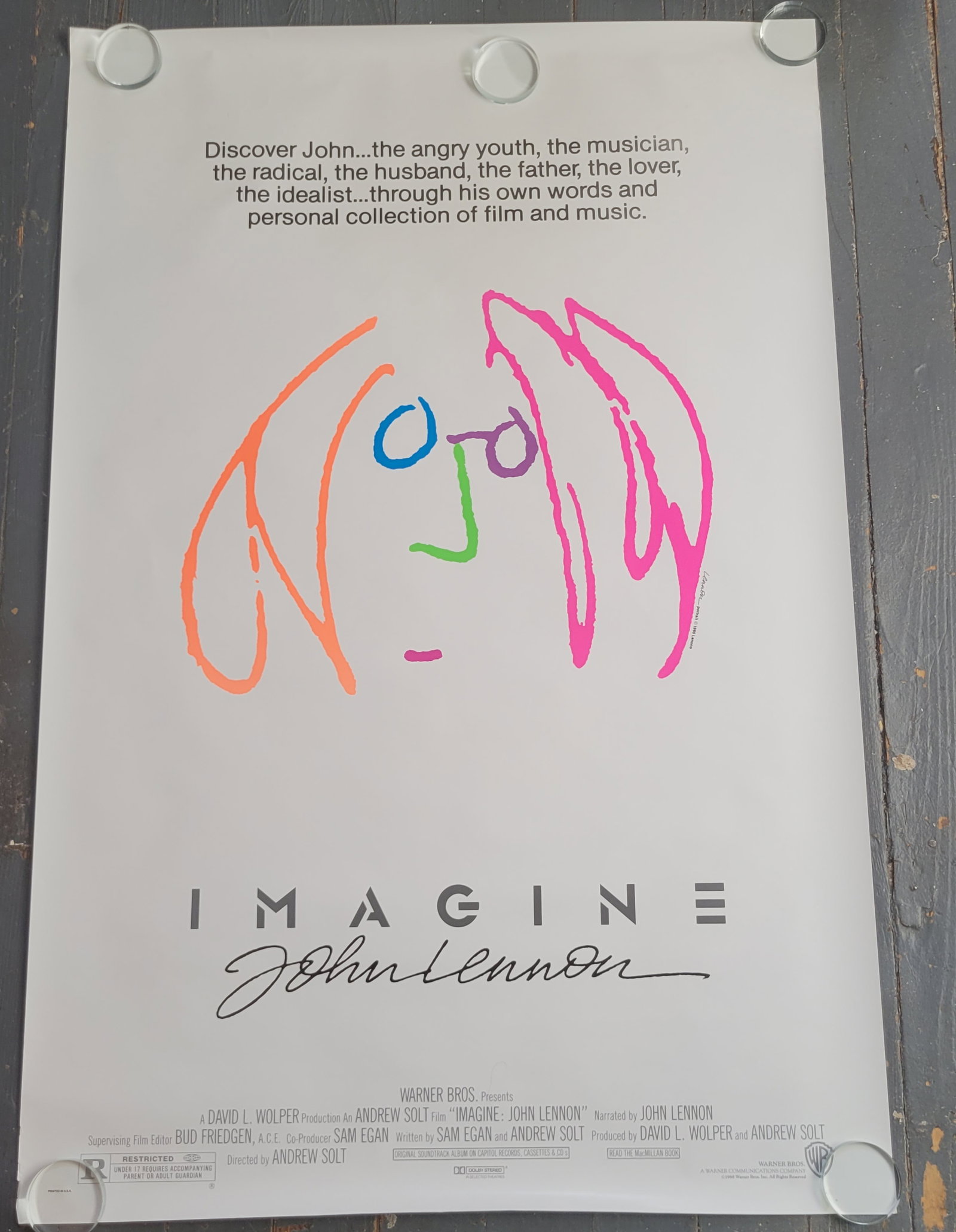 John Lennon Imagine 1988 Promo Poster WB Music (1 of 2)