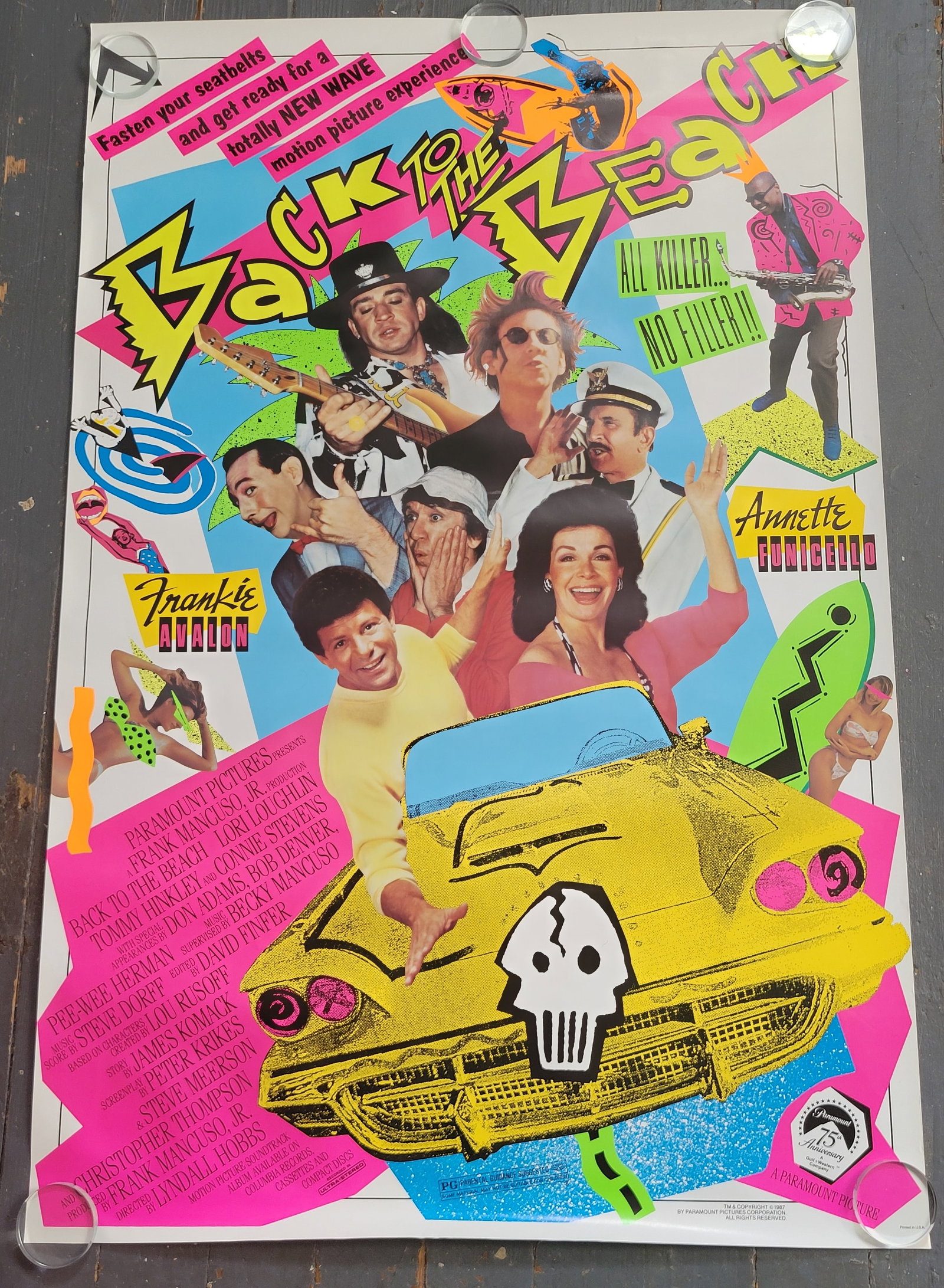 Back The The Beach Promo Poster Frankie Avalon Pee Wee 1987: 41x27