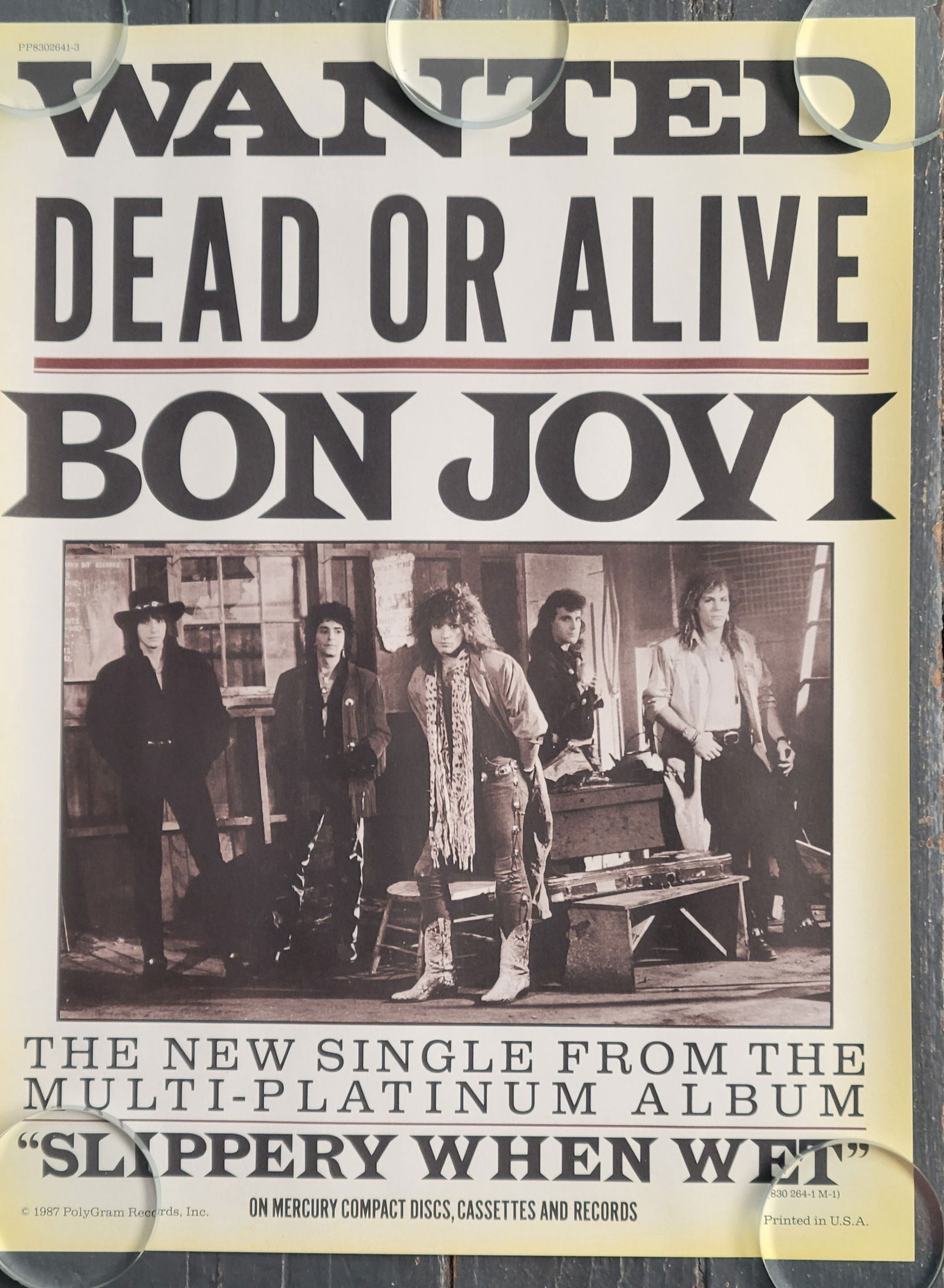 1987 Promo Poster Bon Jovi Dead Or Alive (1 of 1)
