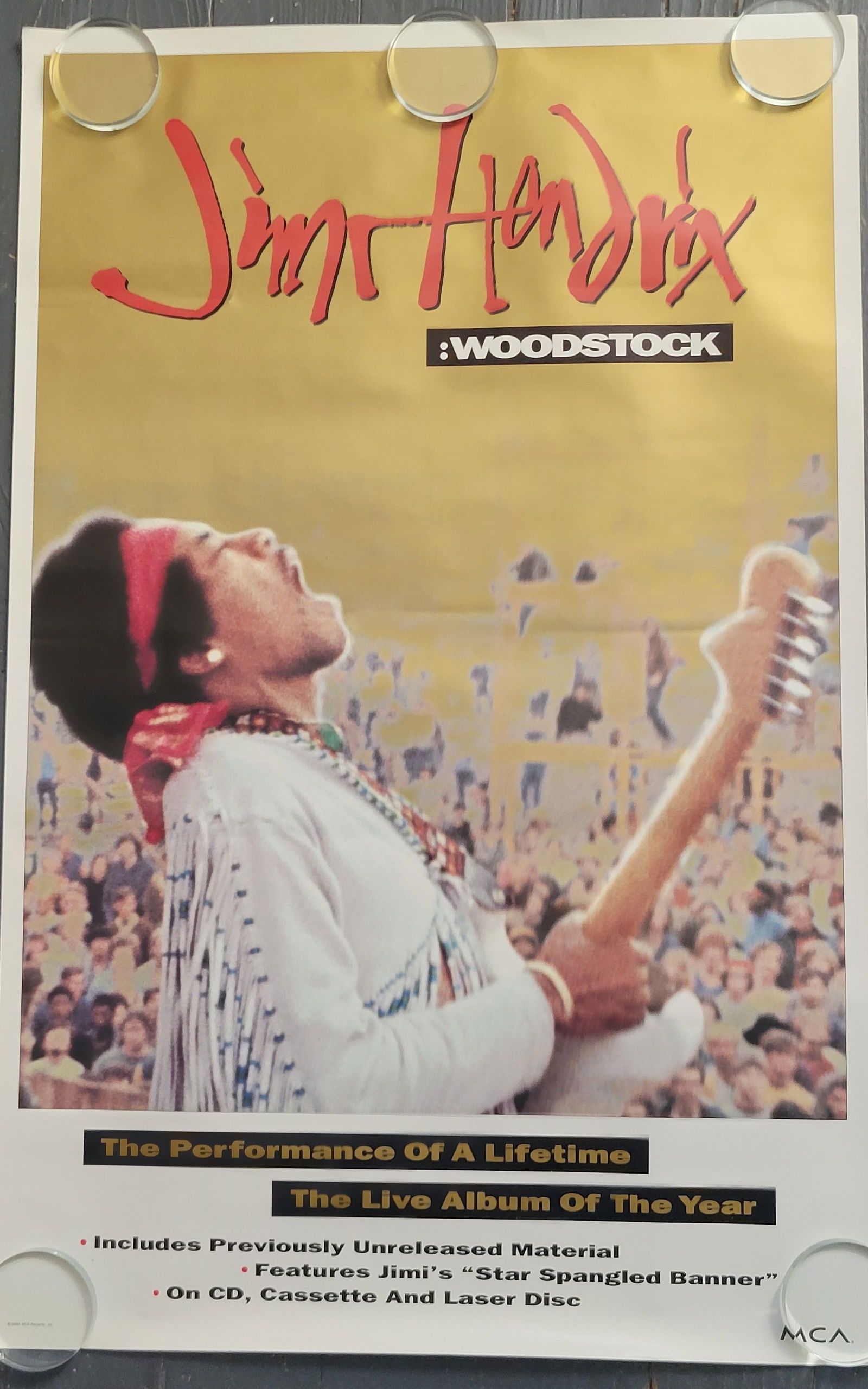 Jimi Hendrix Woodstock Promo Poster 1994 (1 of 1)