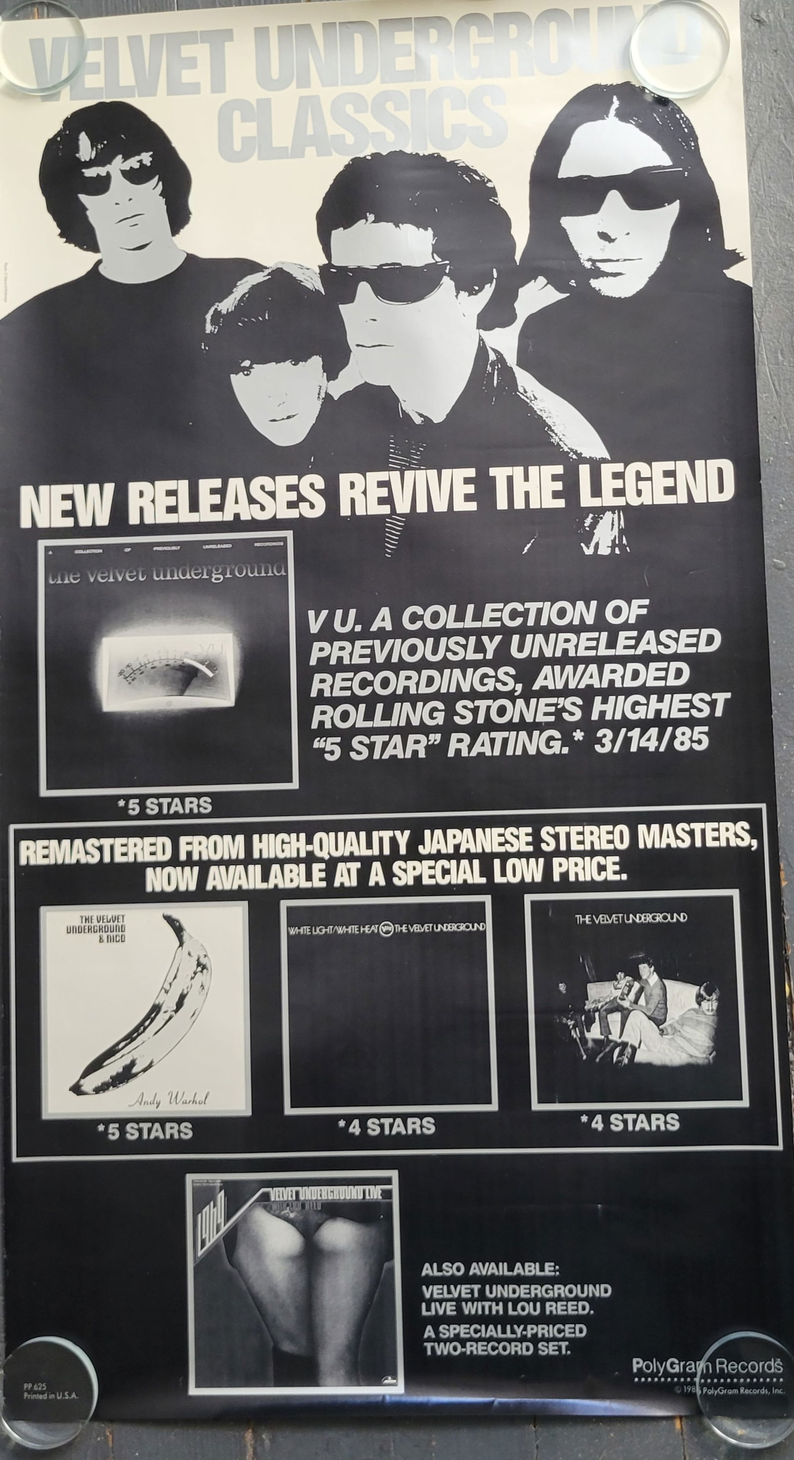 Velvet Underground Classics 1985 Polygram Promo Poster (1 of 1)