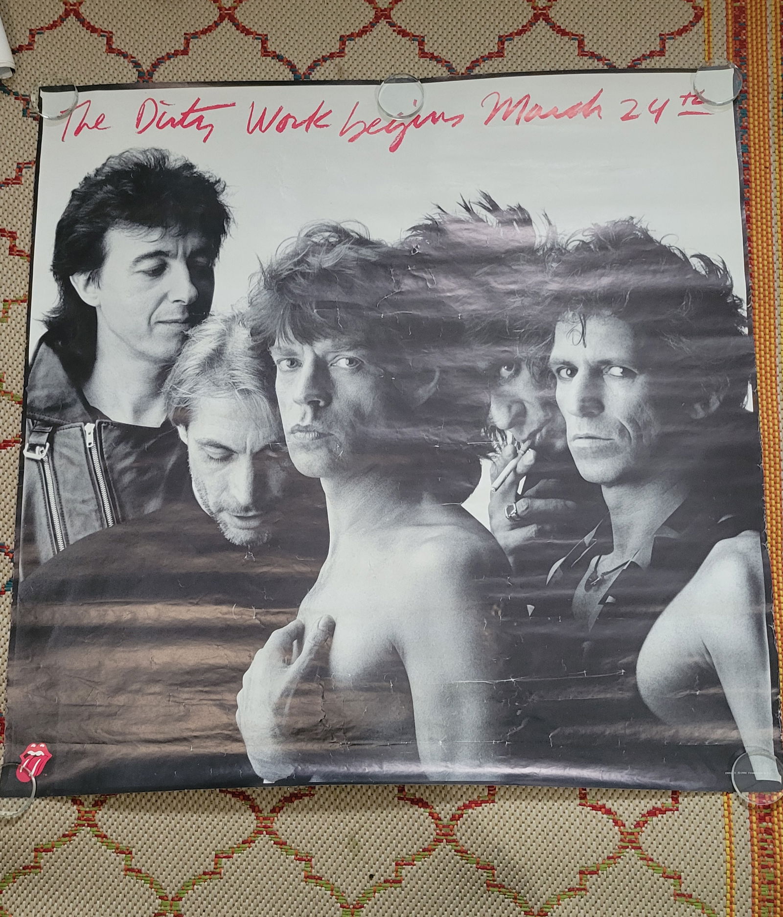 Rolling Stones DIrty Work 1986 Promo Poster (1 of 2)