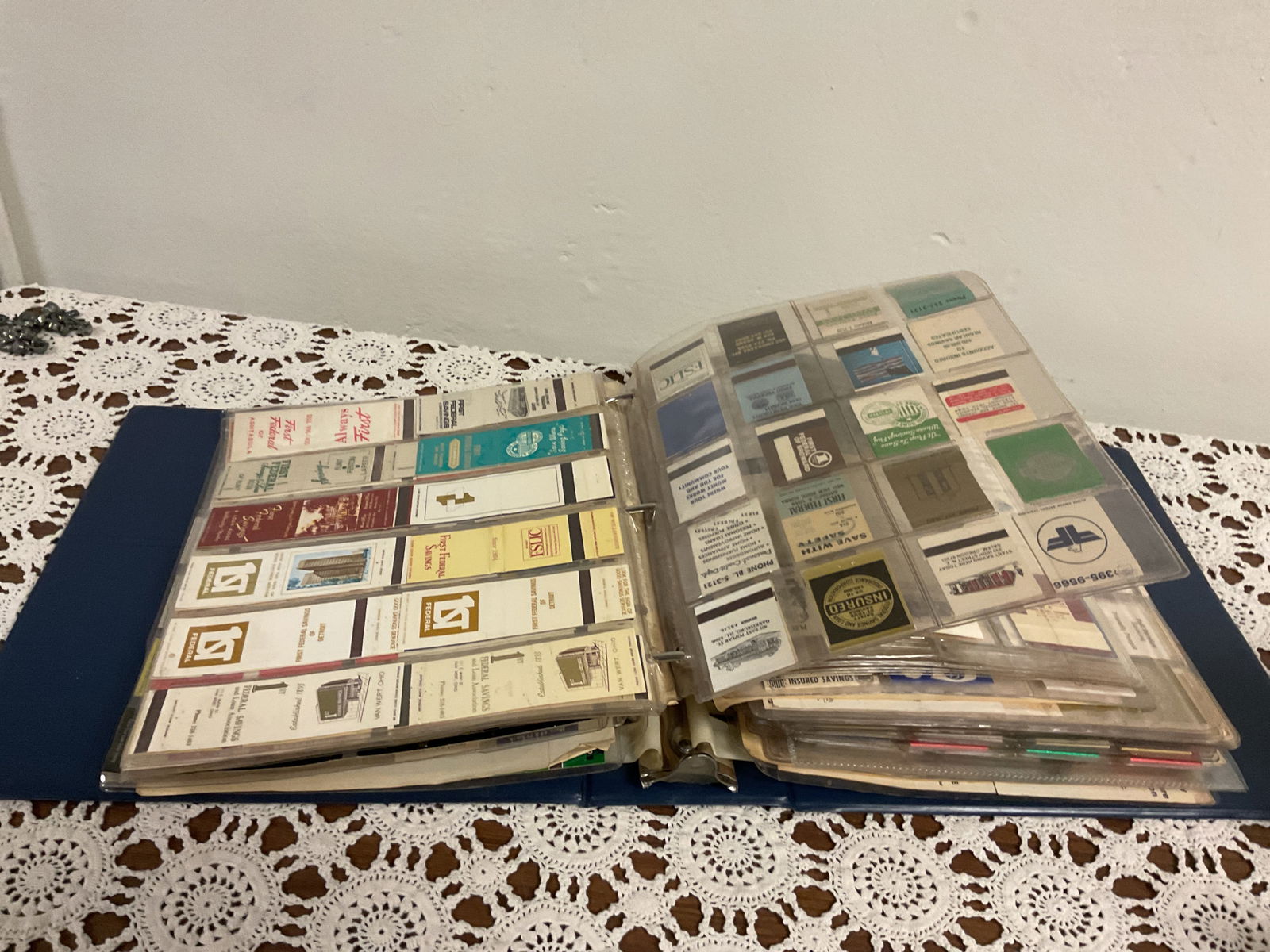 Vintage matchbook collection: All are in a binder, mainly all banks. Binder is full.
