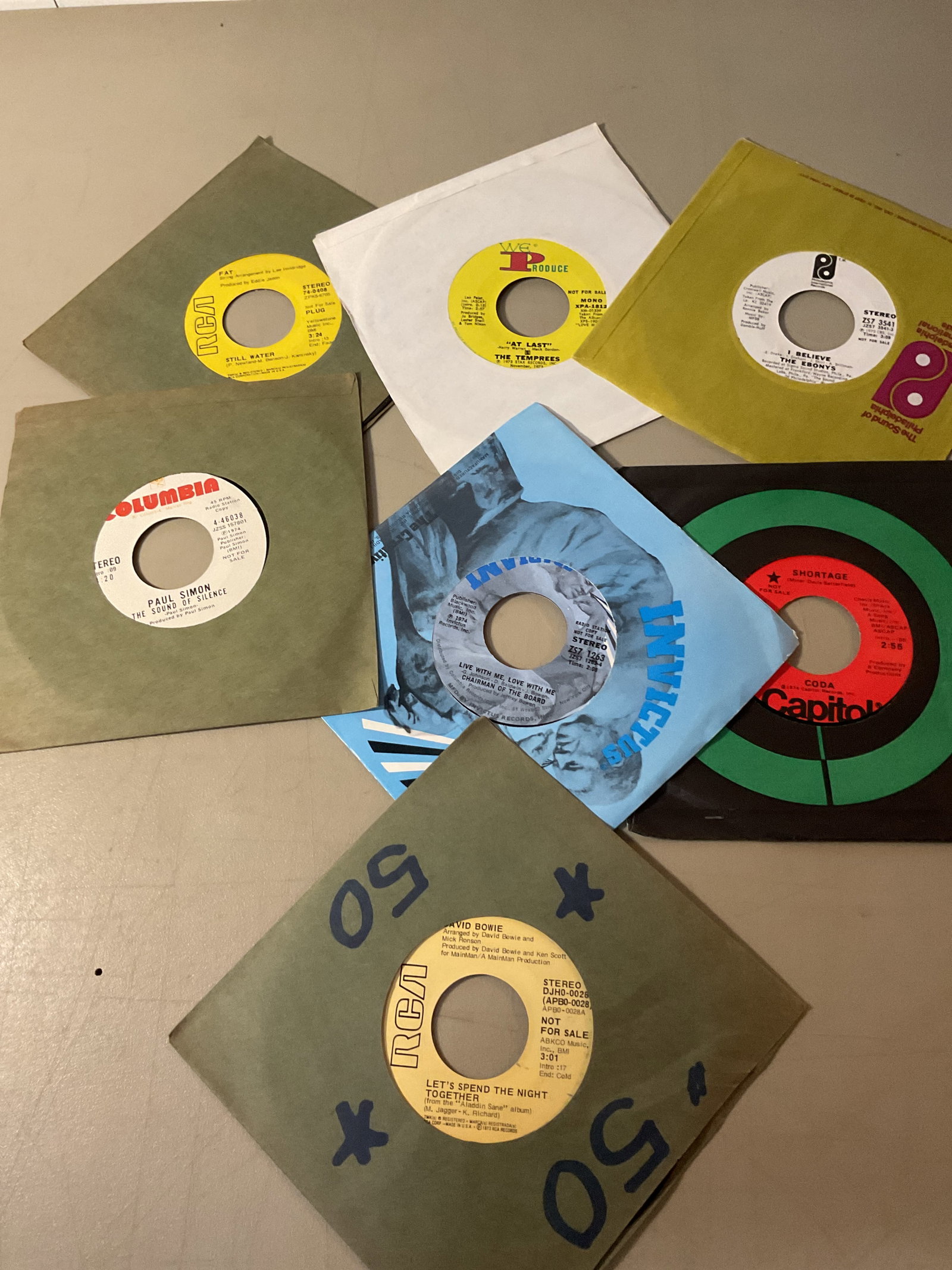 Lot of 45 rpm vinyl records: All play and graded VG to EXCMost came from a radio station and many collections