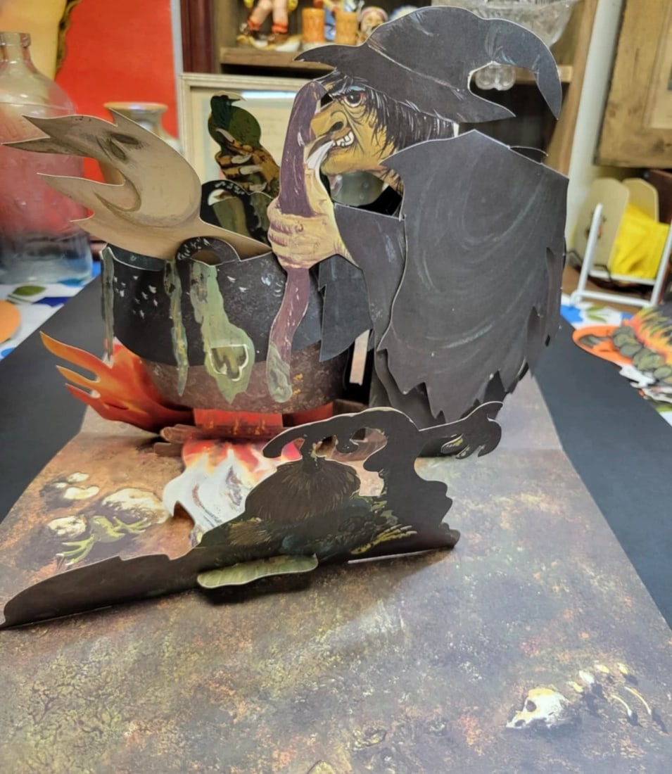 Vintage 1960's Hallmark Halloween Witch Forest Scene Cardboard Pop Up Centerpiece (1 of 5)