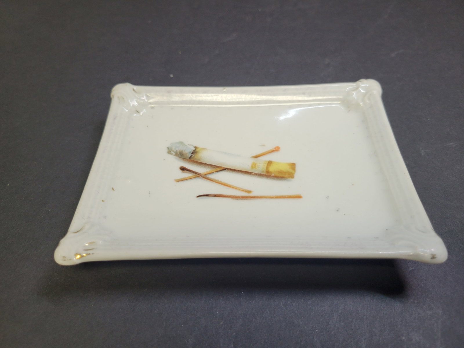 Antique JS German Cigar Cigarette Porcelain Ashtray Porcelain: Approx 6x4