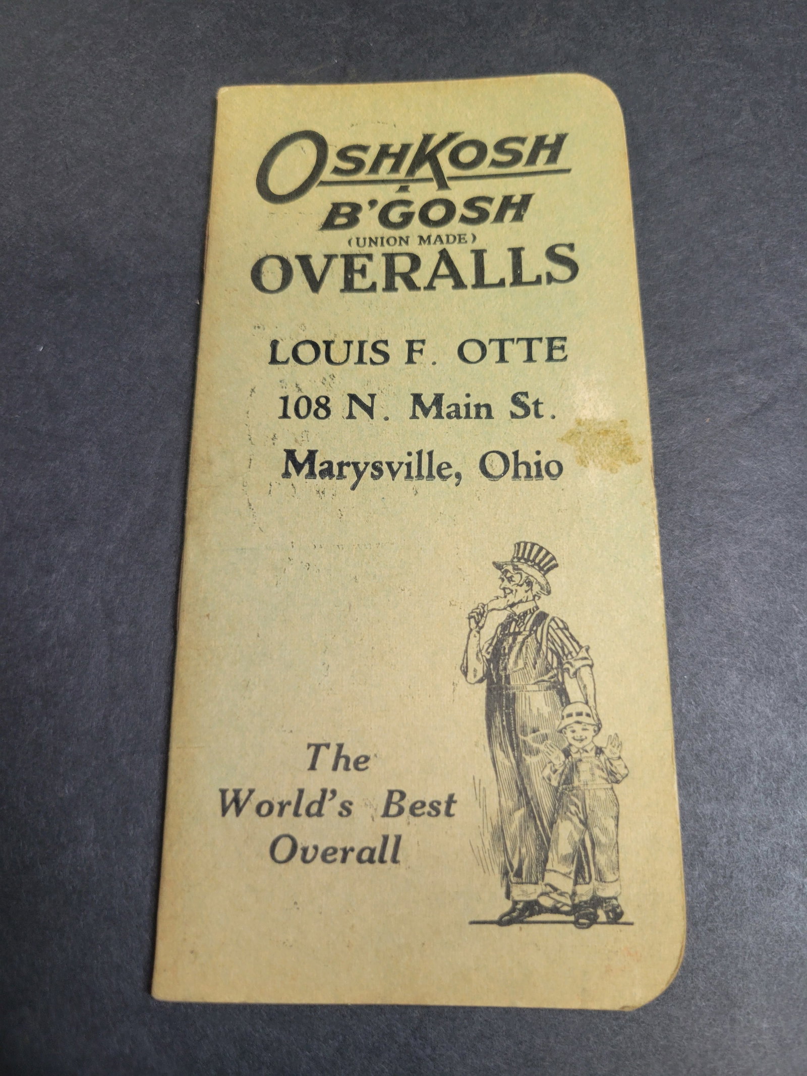 Antique Oshkosh B’Gosh Overalls Pocket Want Book Uncle Sam Overalls (1 of 5)