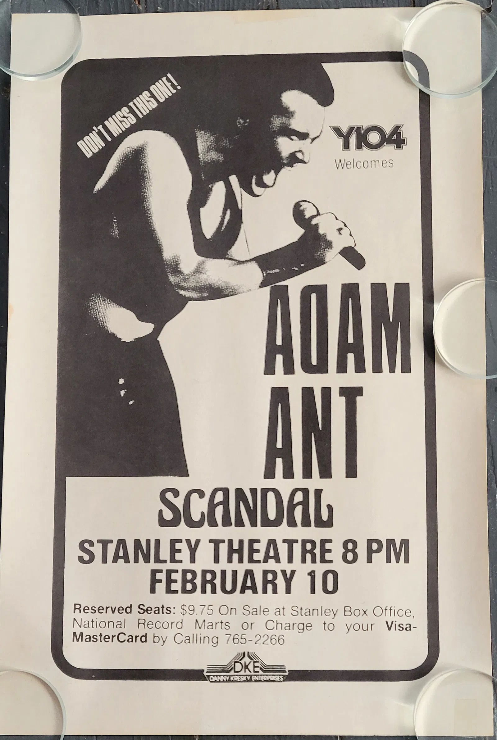 Adam Ant Live Stanley Theatre Concert Promo Poster Lithograph 1983 (1 of 1)