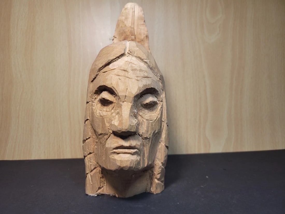 Folk Art Hand Carved Wood Sculpture Native American (1 of 3)