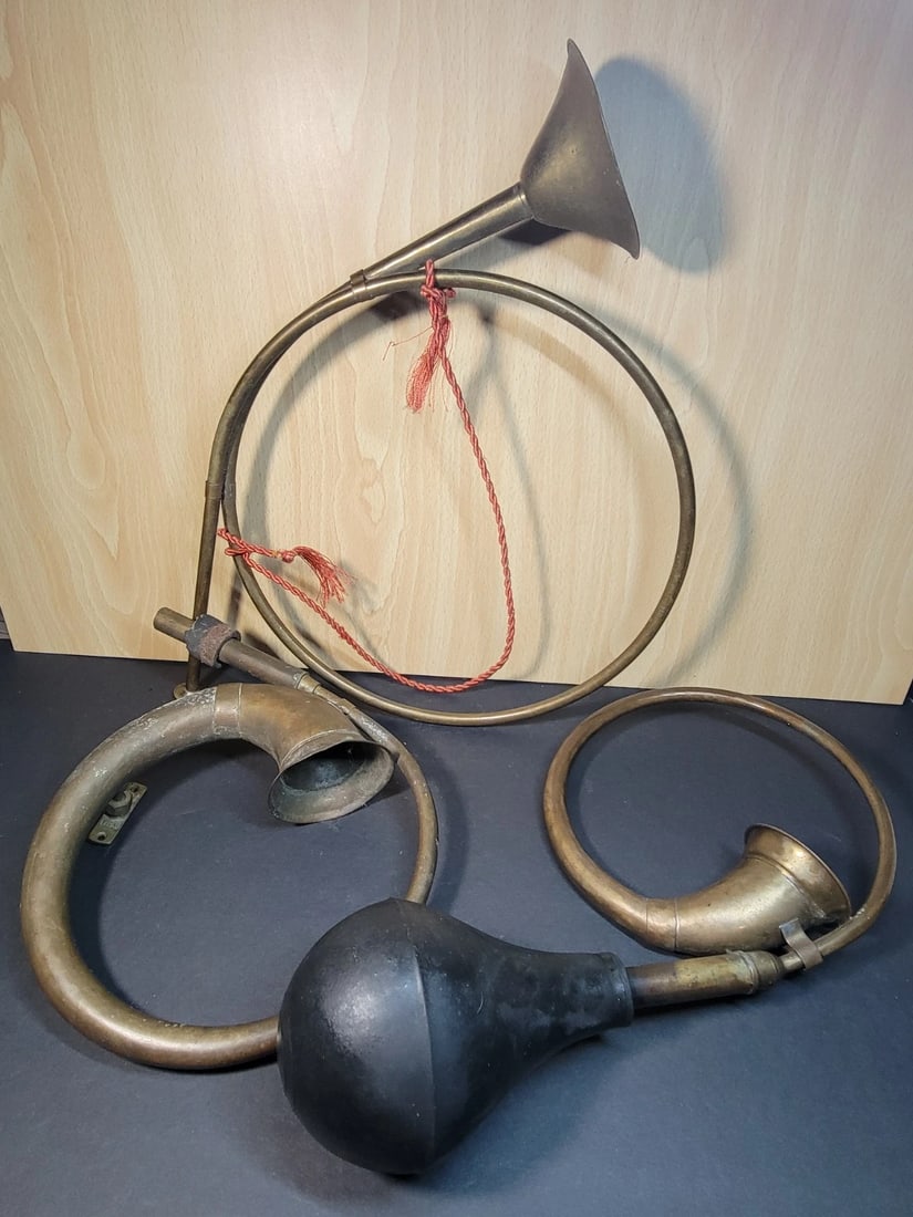 Lot Of 3 Vintage Brass Horn Car Bicycle (1 of 4)