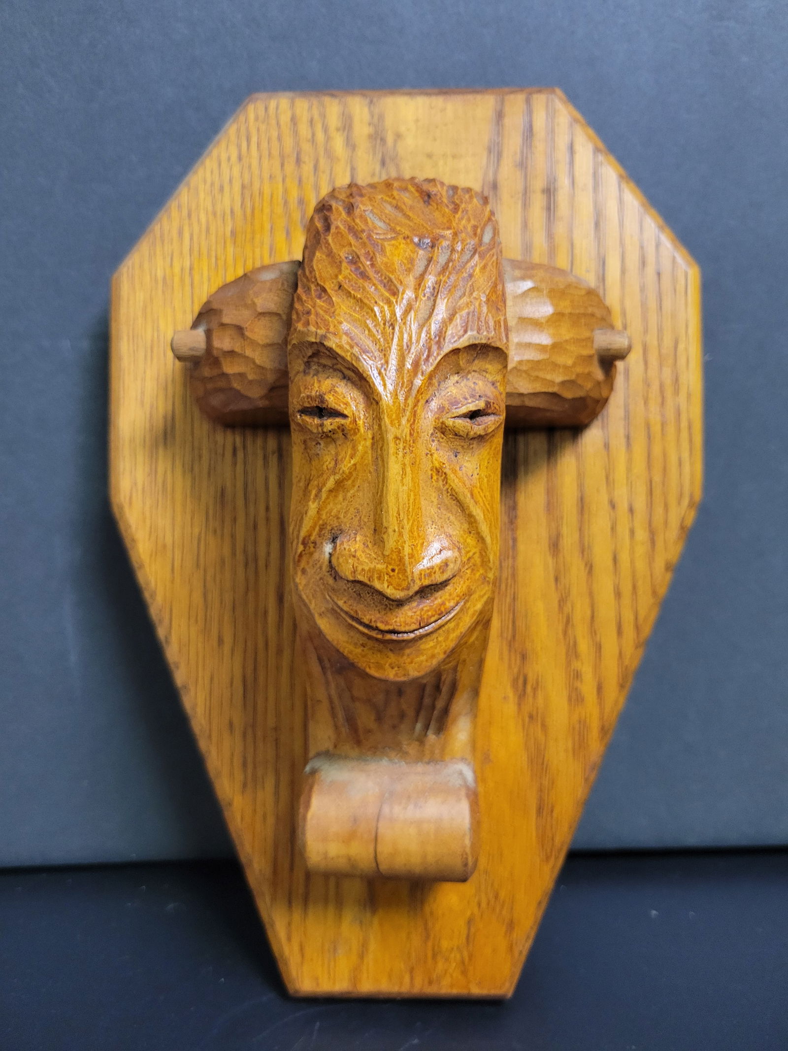 Vintage Hand Carved Wood Face (1 of 3)