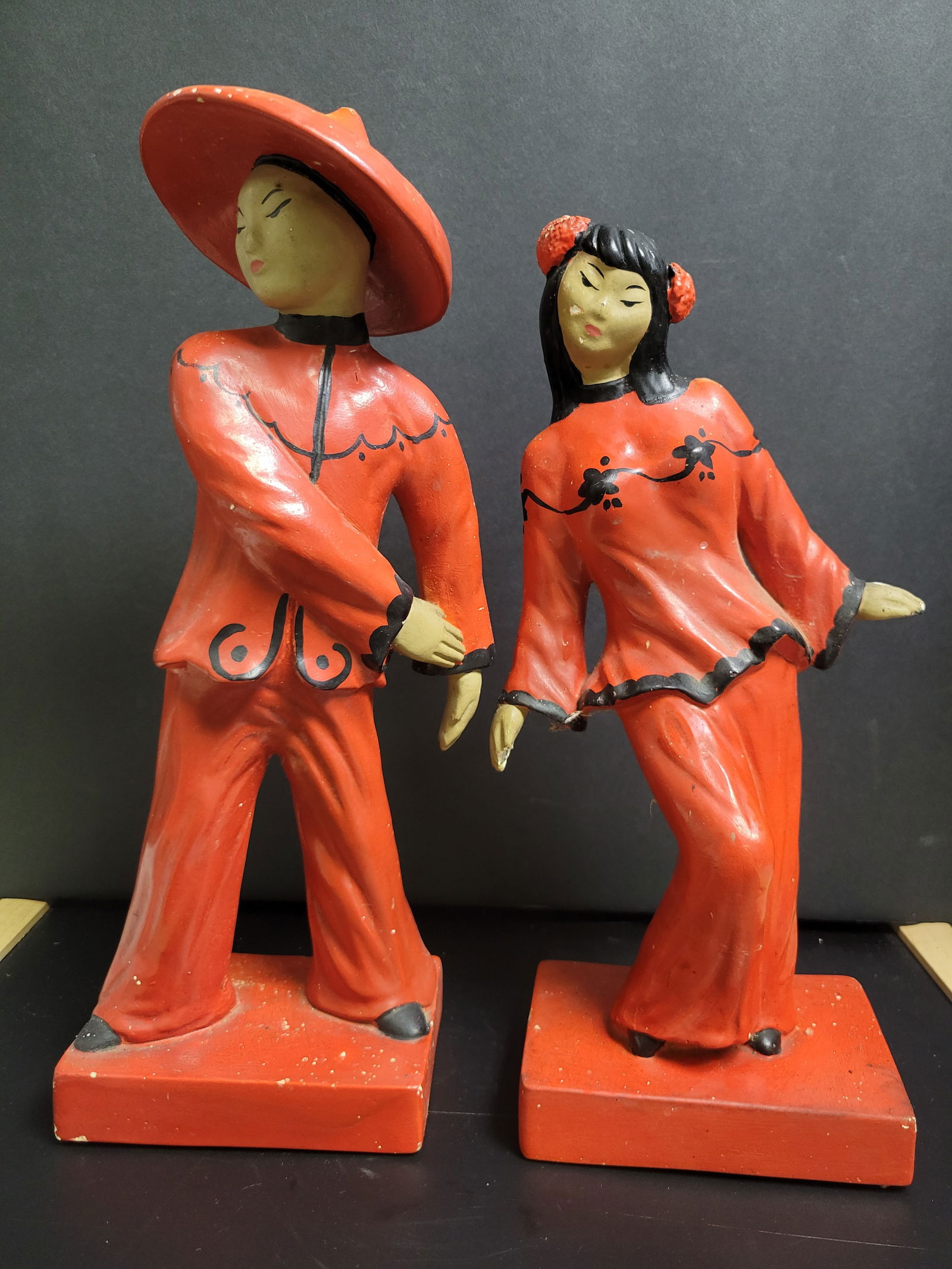 MCM Chinoiserie Figures Chalkware: Possibly ABCO12.5”