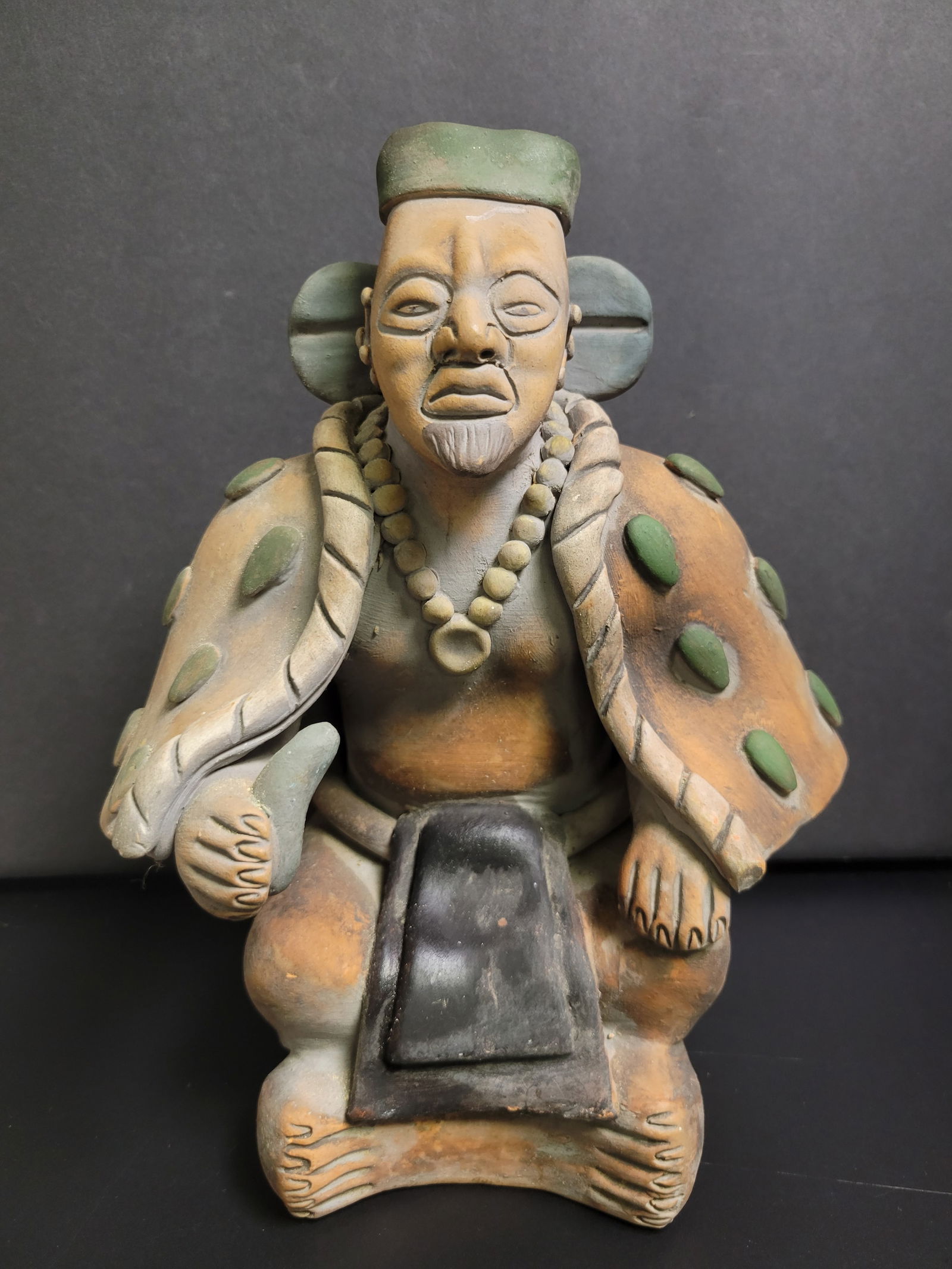 Mayan Aztec Figure: 9.5x6”Clay or Earthenware