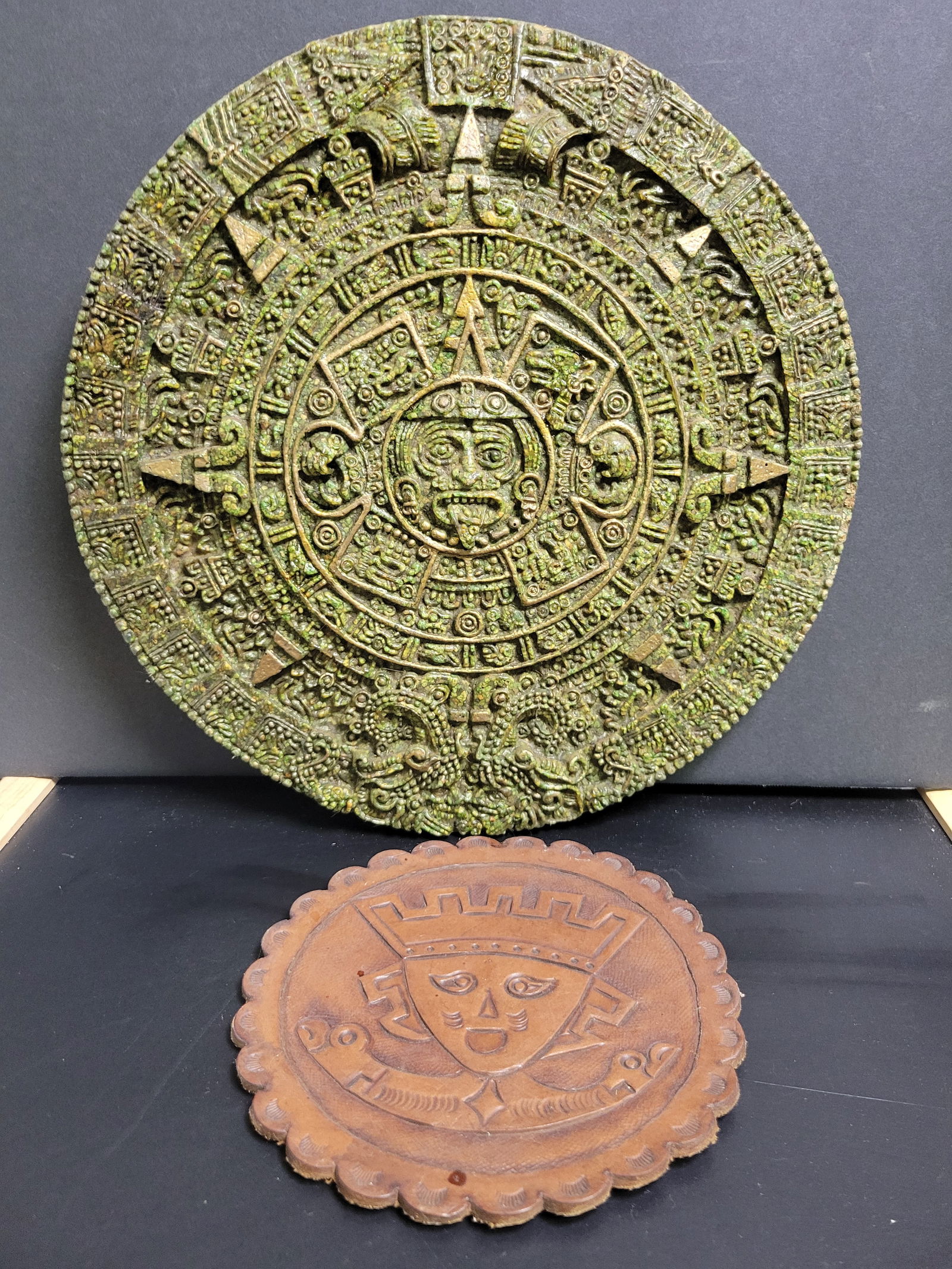 Vintage Aztec Mayan Wall Hangings: 11.5 largest 8” on smallest