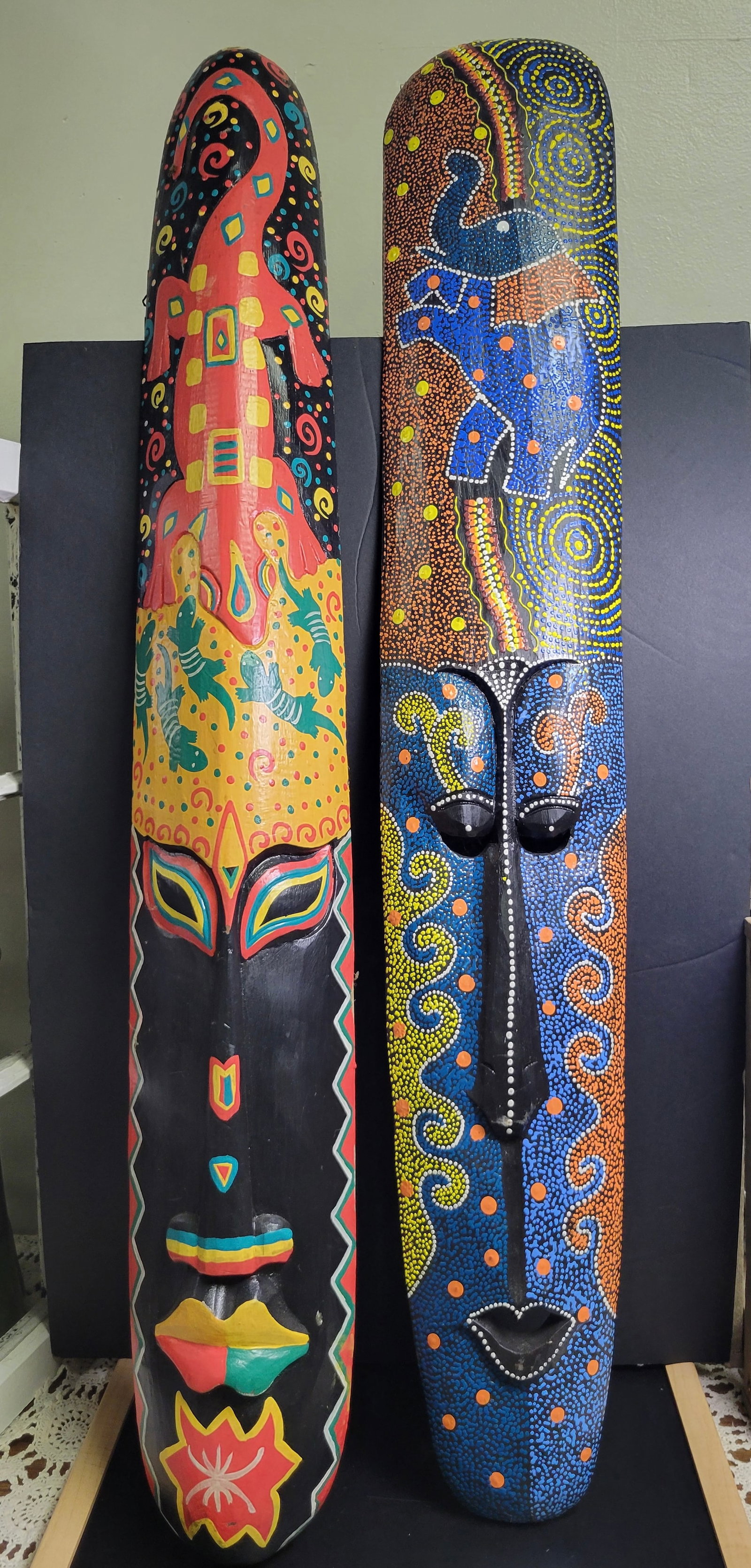 Hand Carved Wood Indonesian Art Large: 38.5x5”