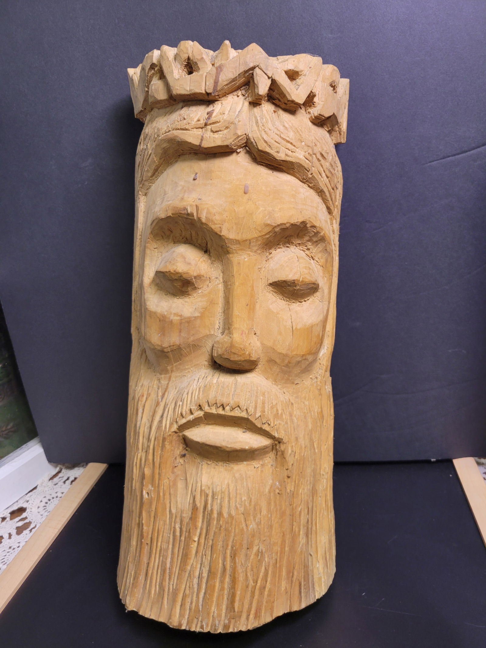 Appalachian Folk Art Hand Carved Jesus Bust (1 of 5)