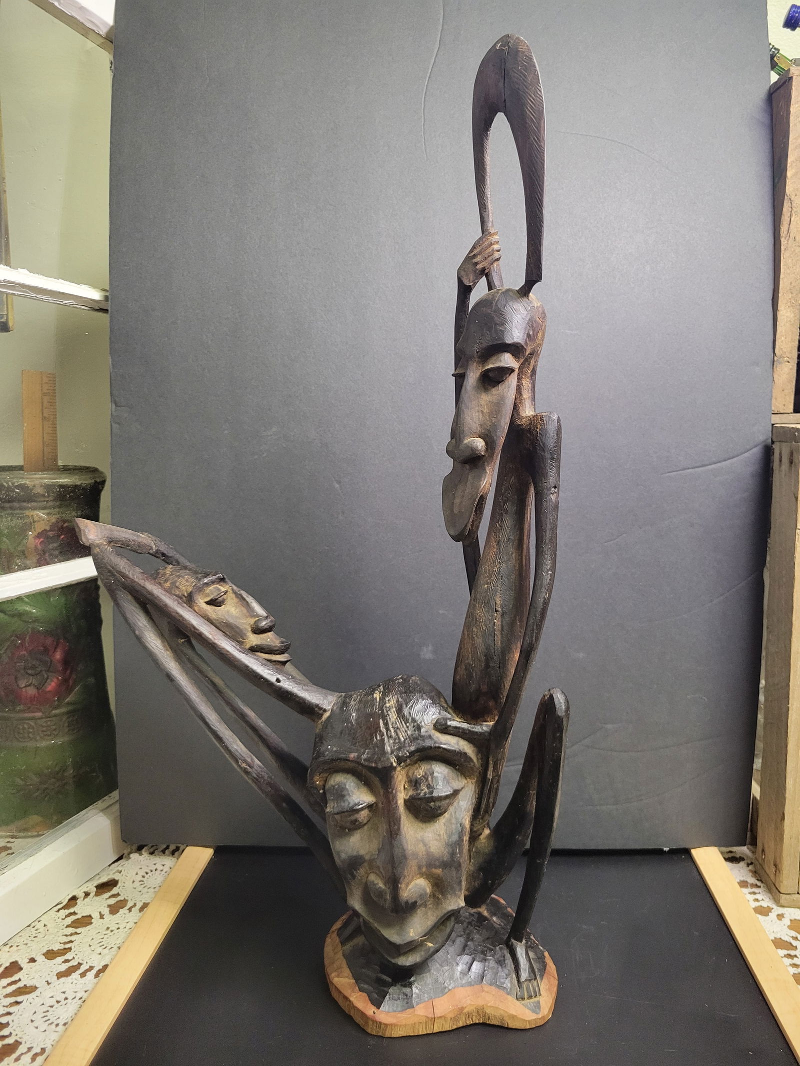 Vintage African Makonde Shetani sculpture Blackwood (1 of 6)