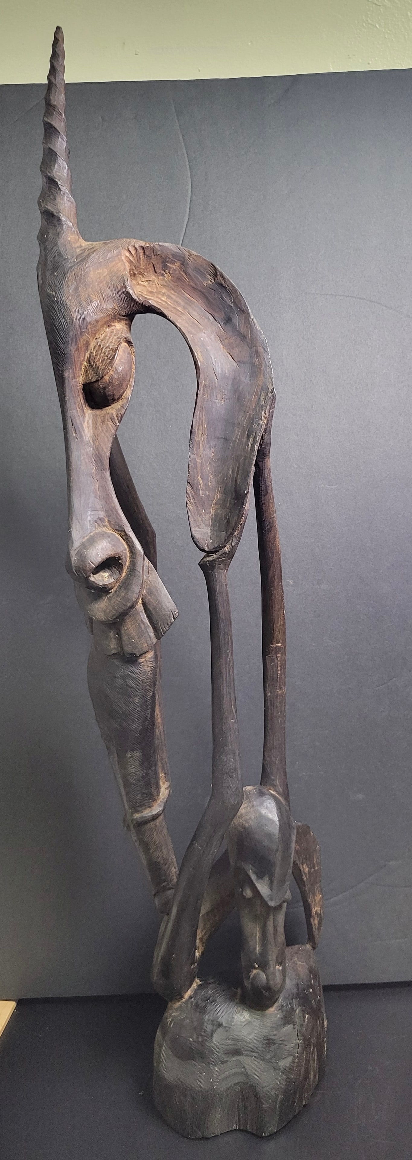 Vintage African Blackwood Makonde Shetani sculpture: 30” Tall