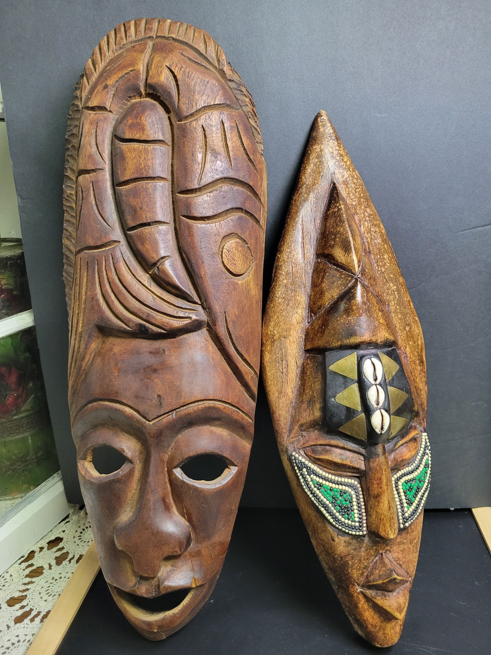 Vintage Hand Carved Wood African Mask (1 of 4)