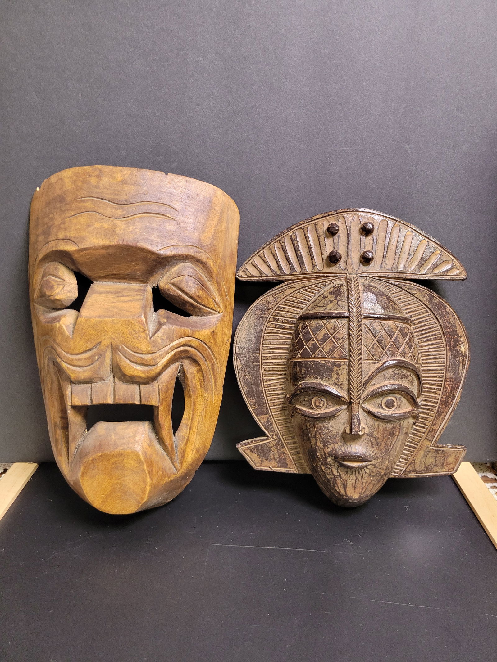 Hand Carved Tribal Mask Lot: Largest 11x7”