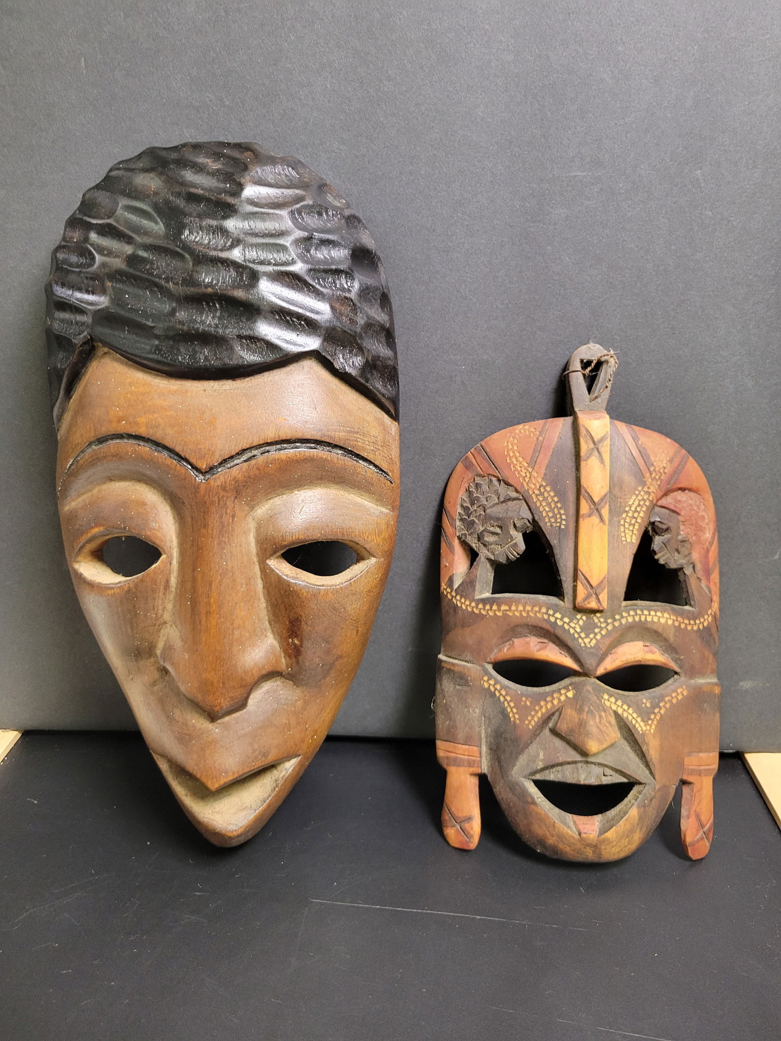 Hand Carved Wood African Mask Lot (1 of 4)