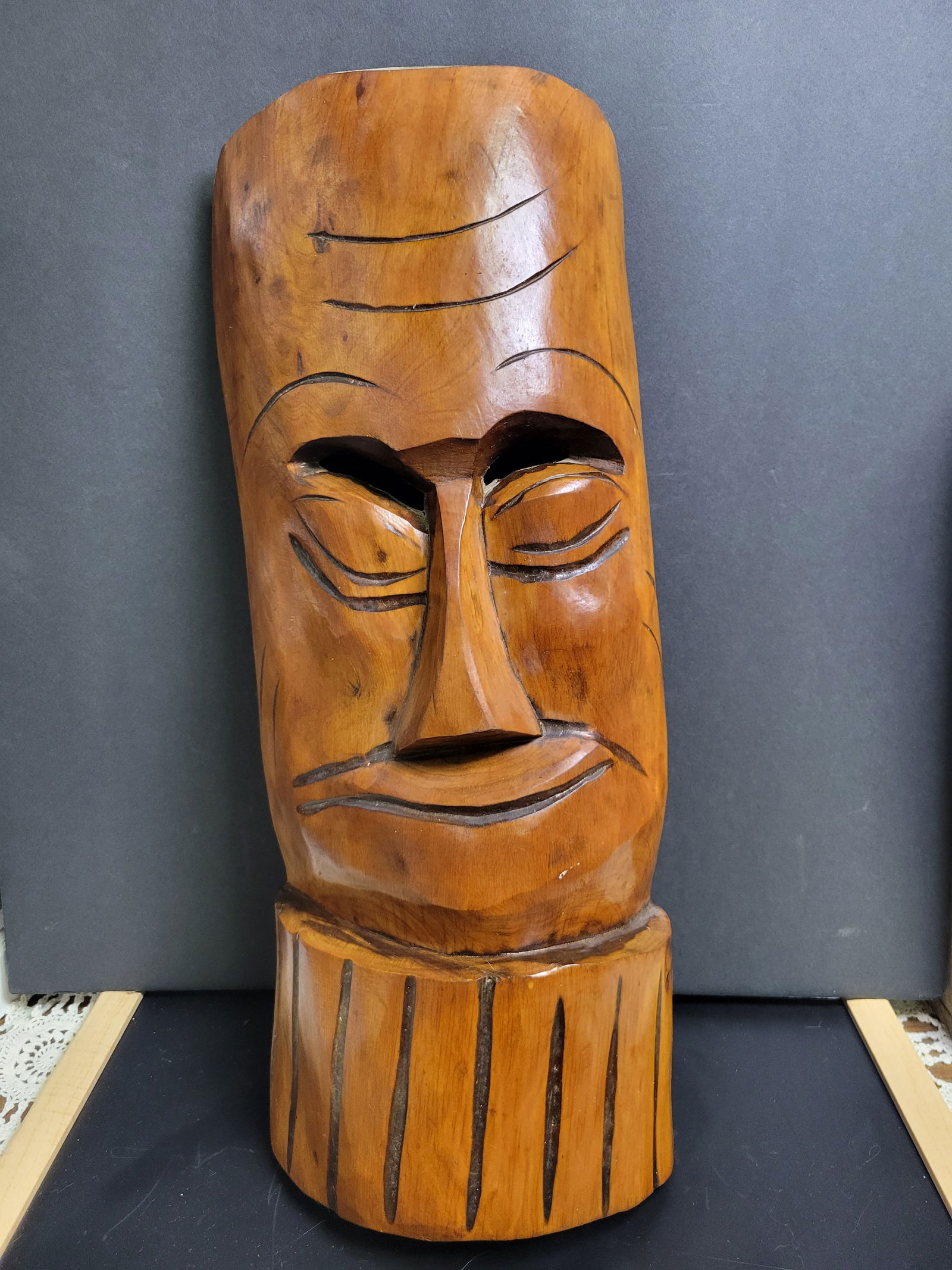 MCM Polynesian Hand Carved Tiki Mask: 18x7.5