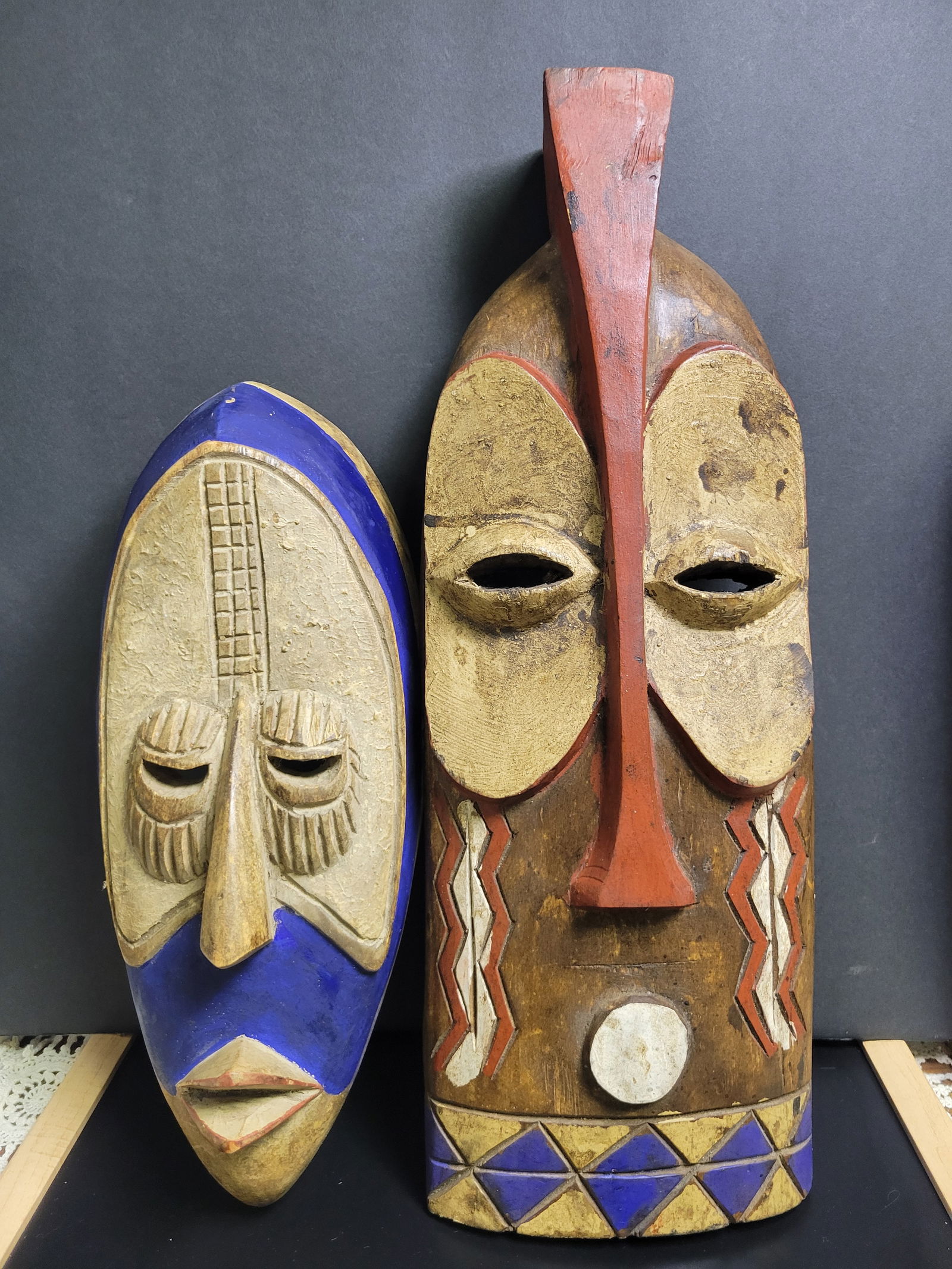 Wembebe Carved African Tribal Mask: 18.5x7”