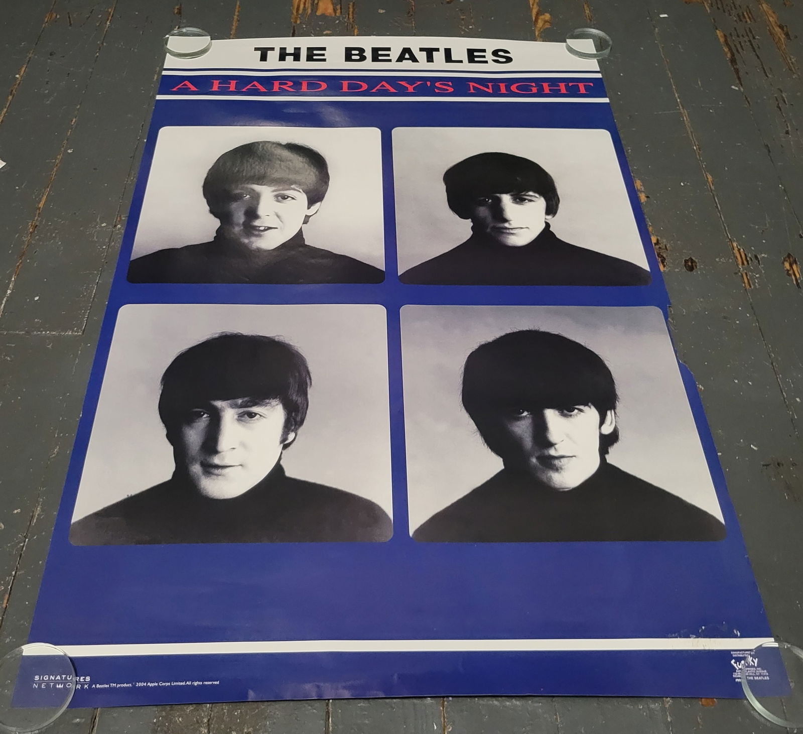 Vintage Beatles Hard Days Night Poster: 36x24Poster have ware from storage