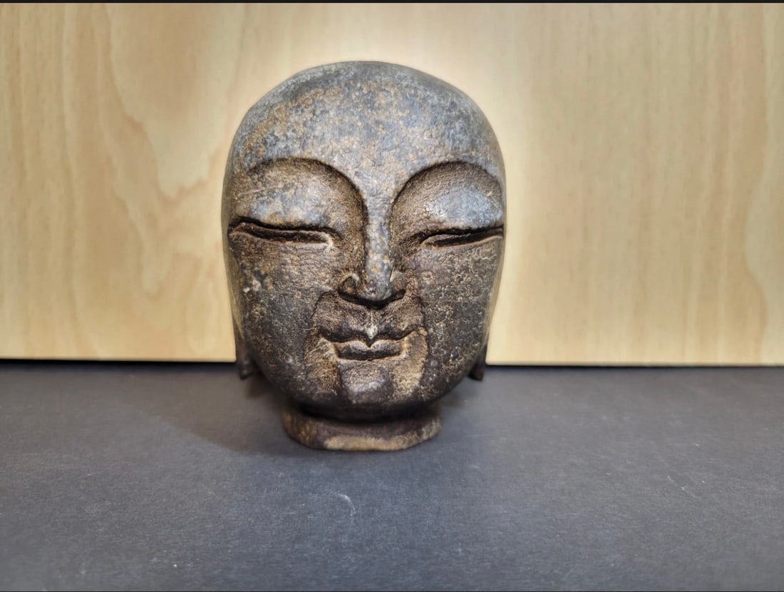 19th Century Stone Carved Japanese Buddha Head (1 of 4)