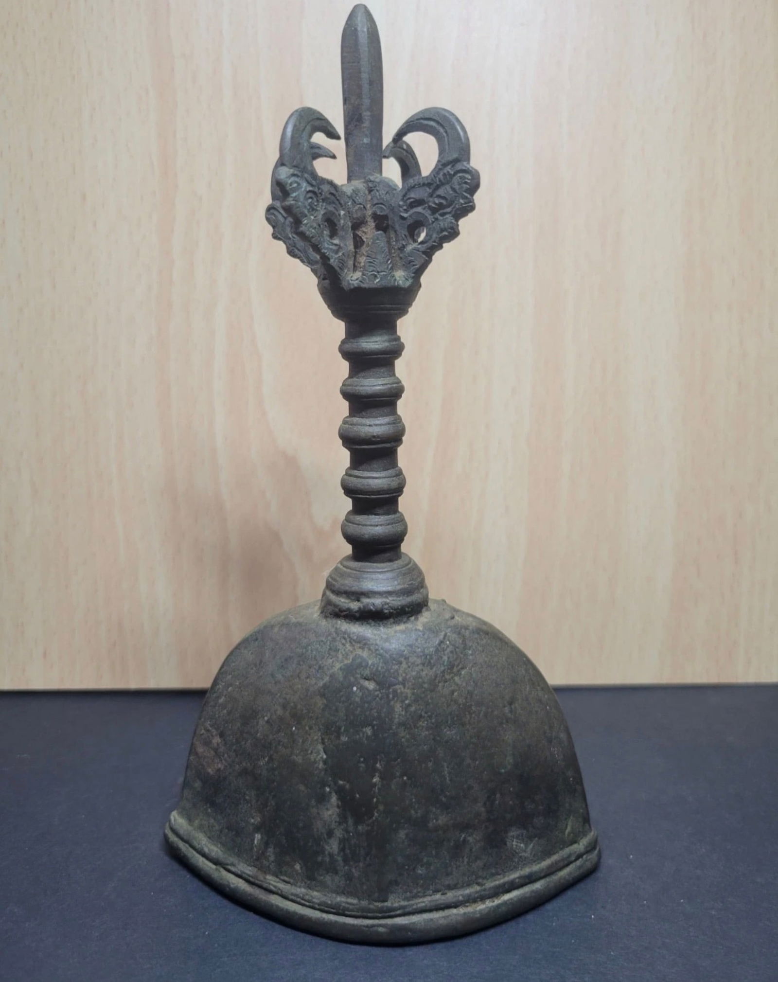 Antique Ghanta Ritual Prayer Bell: Possibly Bronze9” tall