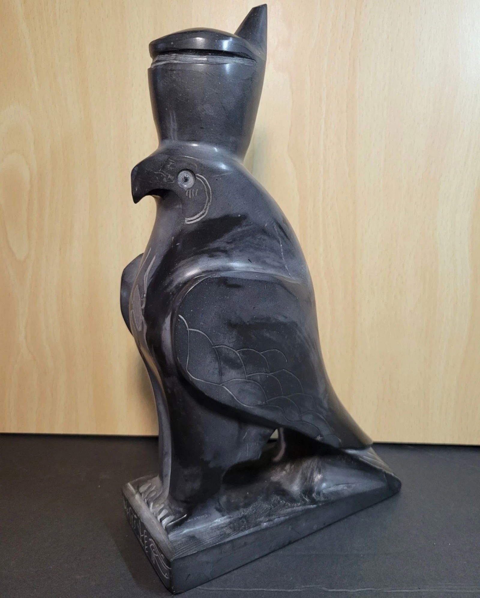 Egyptian Horus Falcon Sculpture Stone: 10” tall