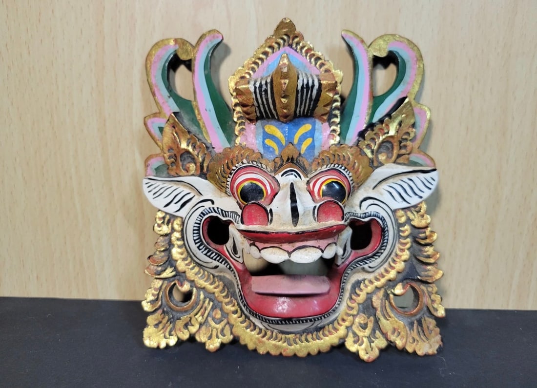 Balinese Borang Hand Carved Painted Mask (1 of 2)