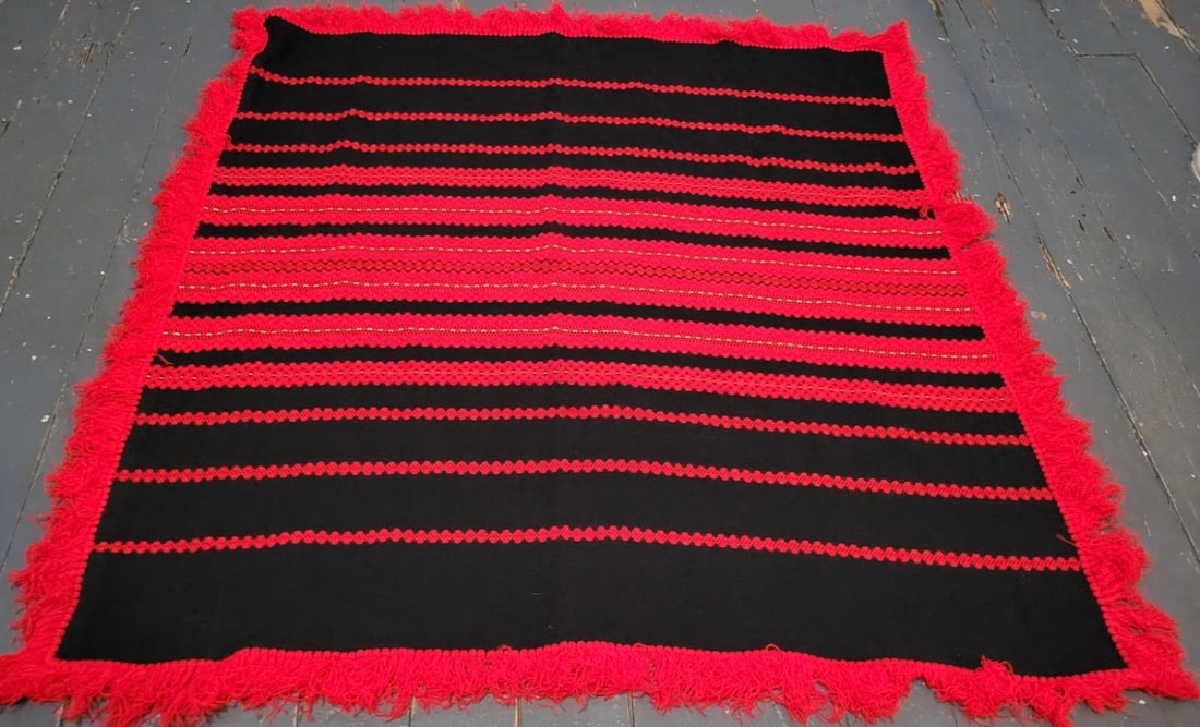 Hungarian Csango Folk Art Table Cover: 4x4 ft