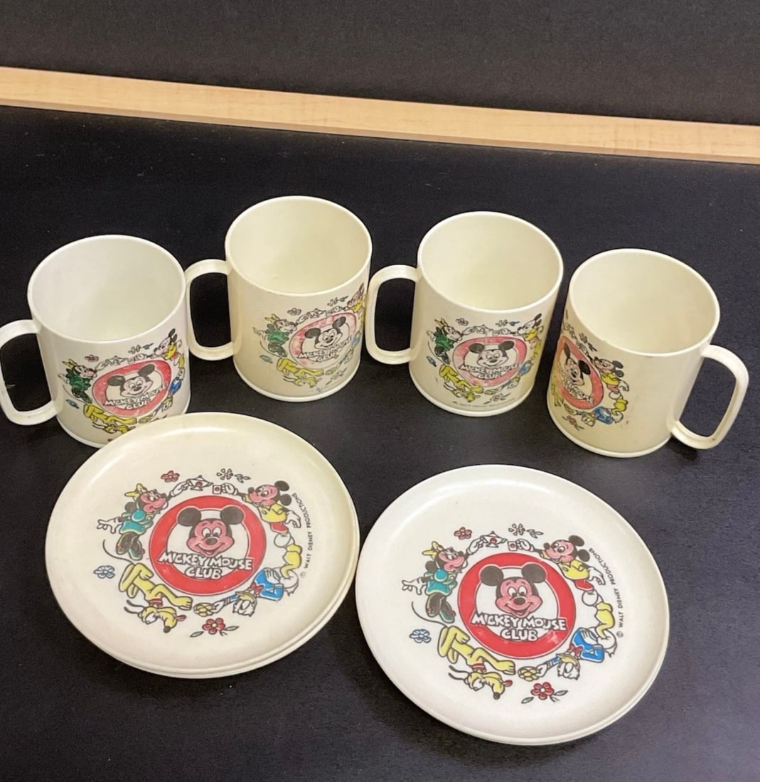 Vintage Disney Mickey Mouse Club Teaset: Set of 8