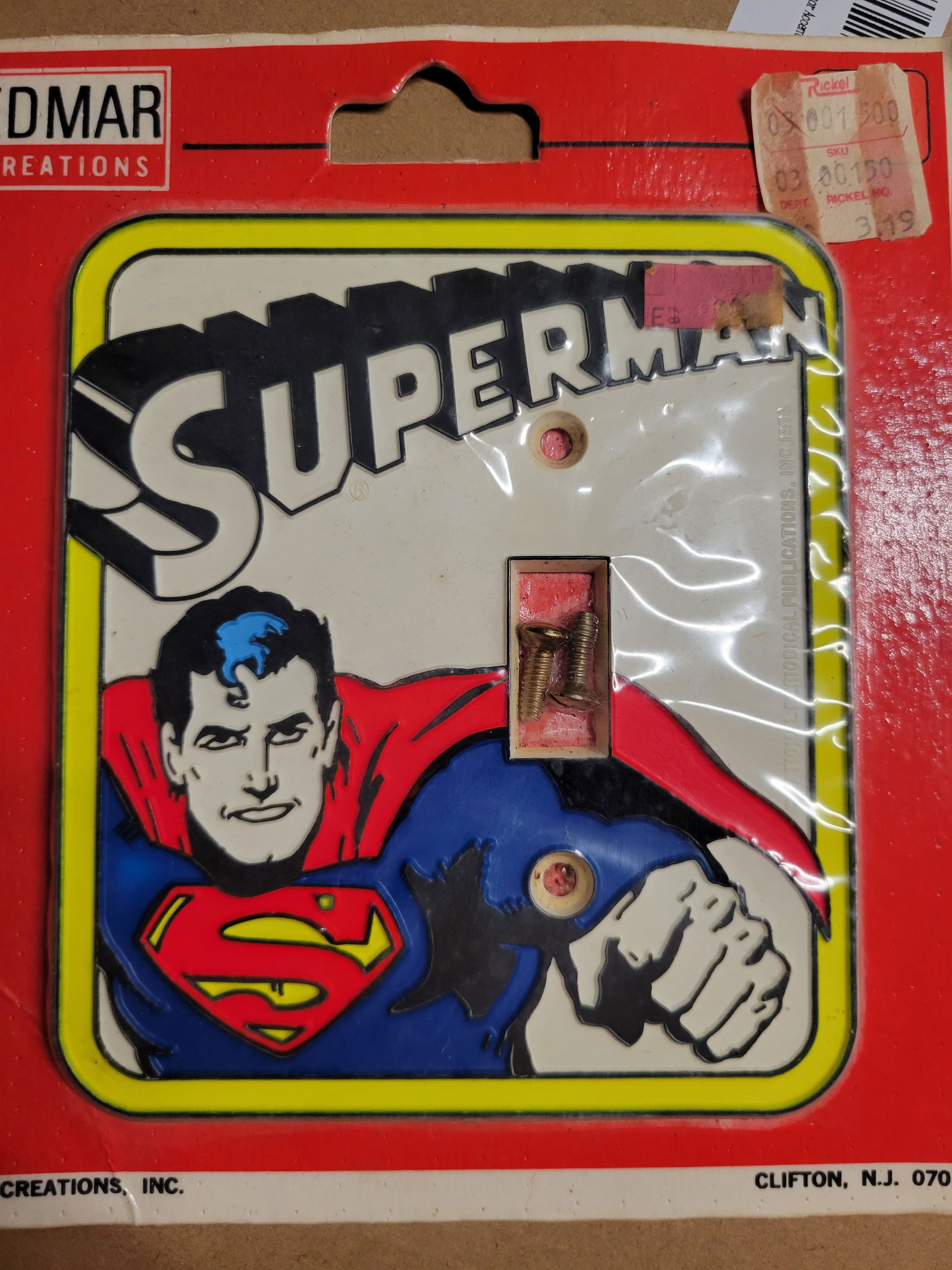 Vintage Super Man Light Switch Cover: NOS